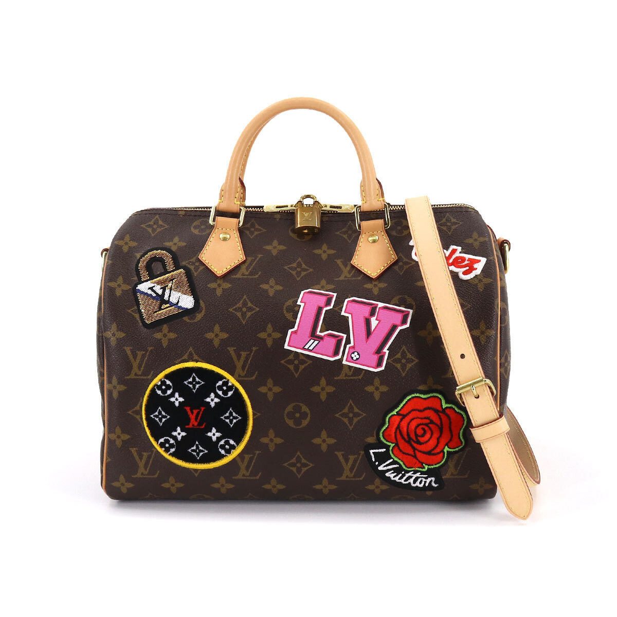 Louis Vuitton PATCHES SPEEDY 30 Monogram Handbag