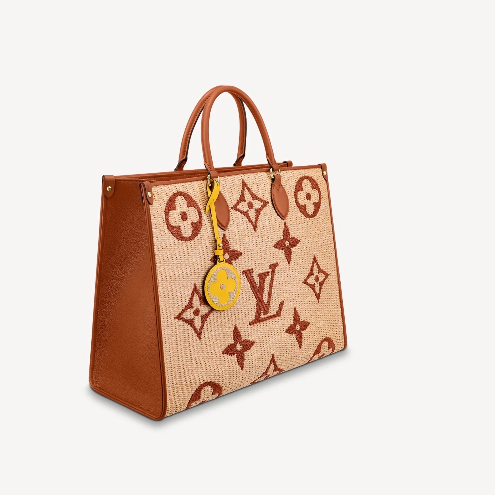 Louis Vuitton LIMITED EDITION GIANT ONTHEGO GM Monogram Raffia Calfskin Handbag
