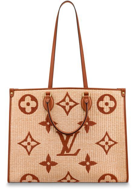 Louis Vuitton LIMITED EDITION GIANT ONTHEGO GM Monogram Raffia Calfskin Handbag