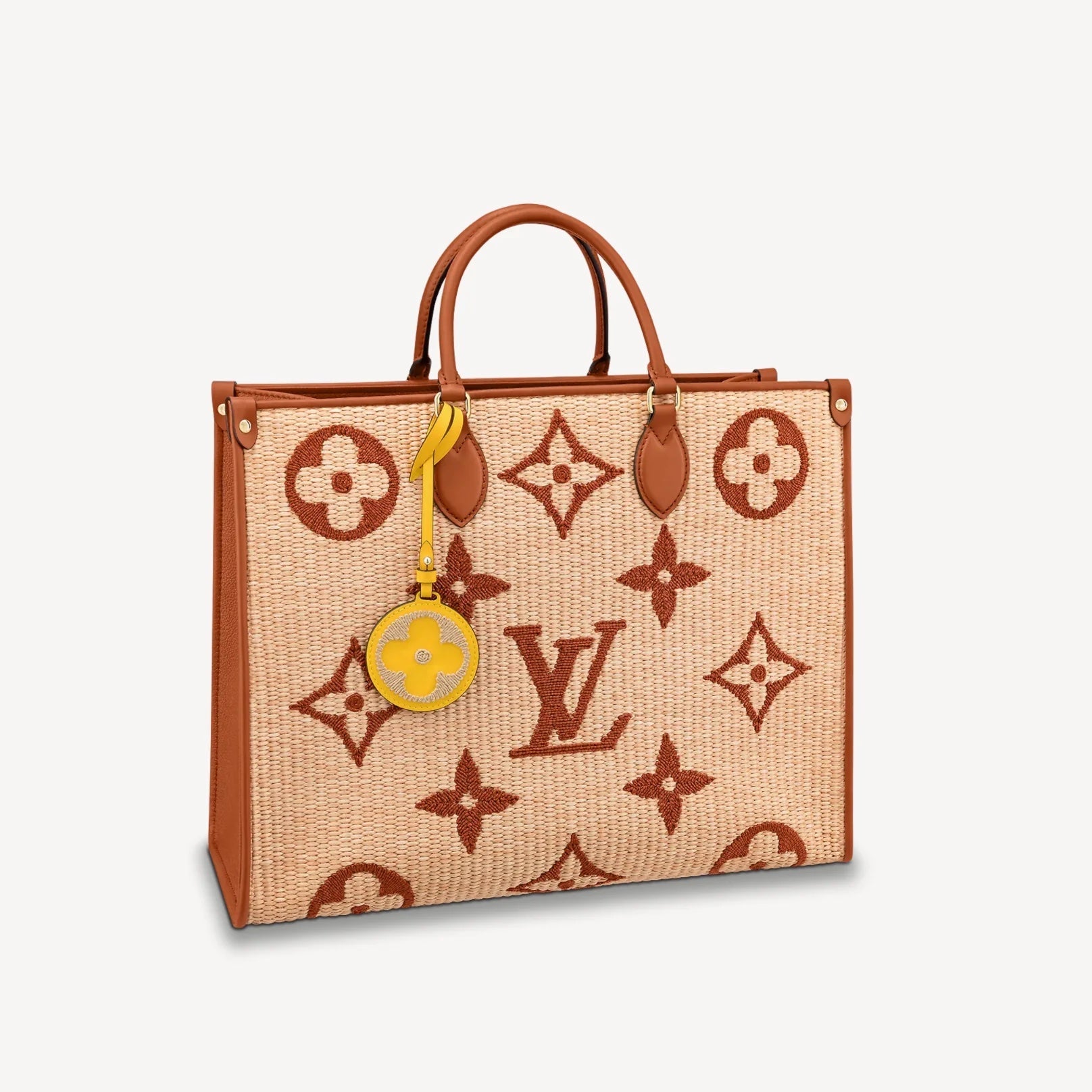 Louis Vuitton LIMITED EDITION GIANT ONTHEGO GM Monogram Raffia Calfskin Handbag