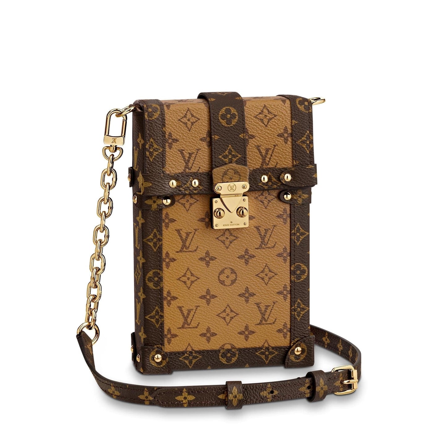 Louis Vuitton REVERSE VERTICAL TRUNK POCHETTE Monogram Clutch Bag