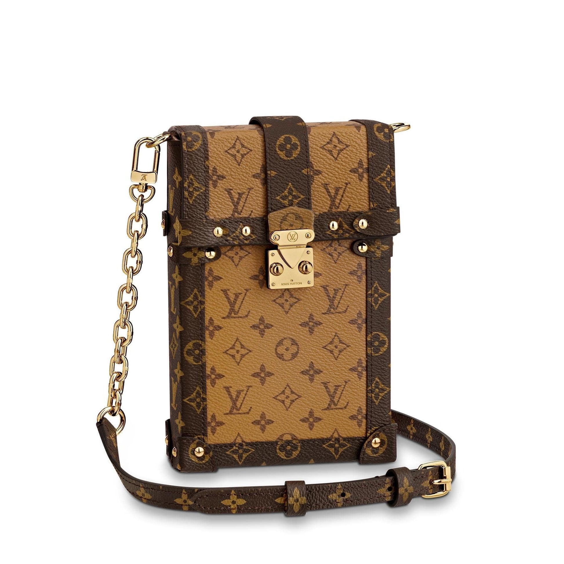 Louis Vuitton REVERSE VERTICAL TRUNK POCHETTE Monogram Clutch Bag