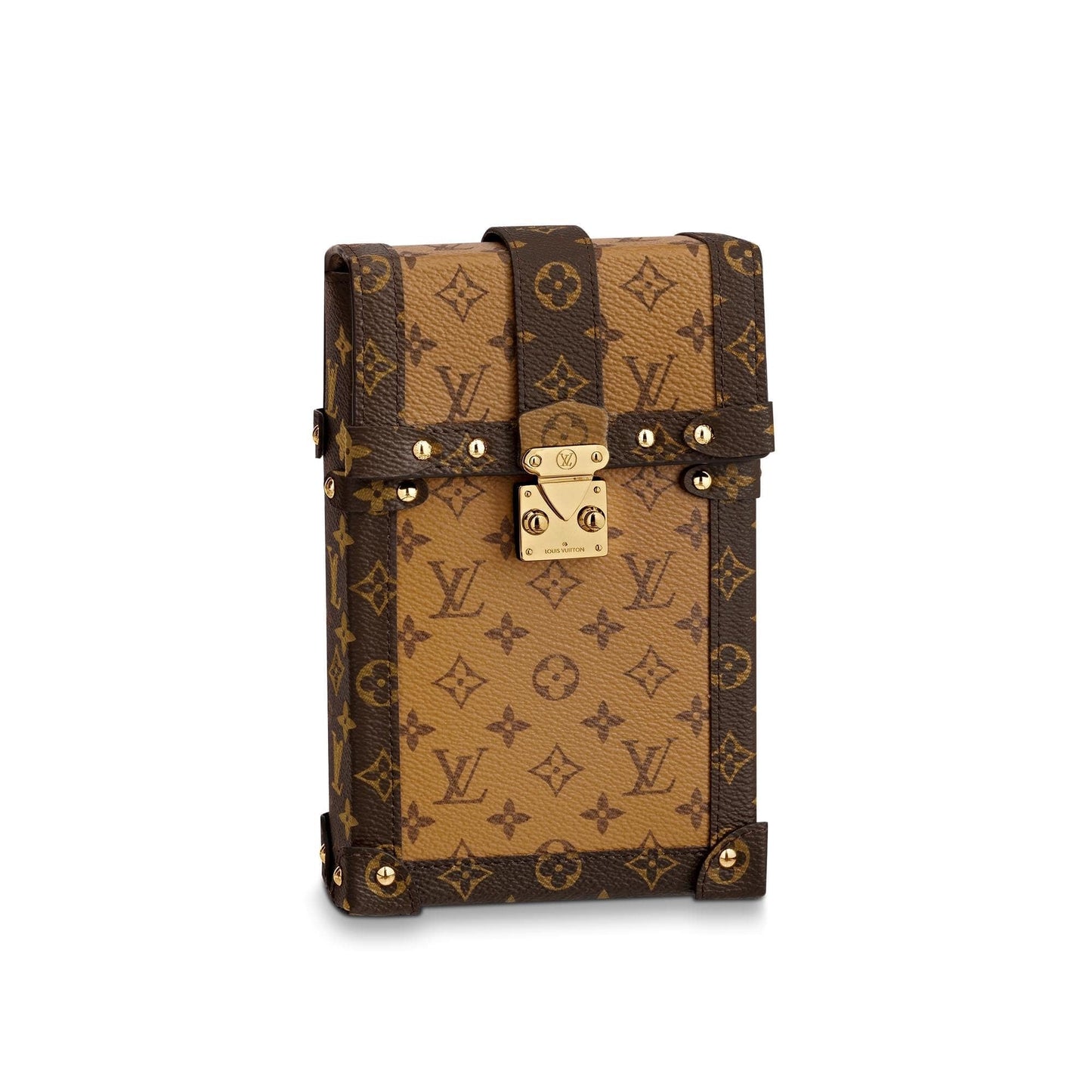 Louis Vuitton REVERSE VERTICAL TRUNK POCHETTE Monogram Clutch Bag