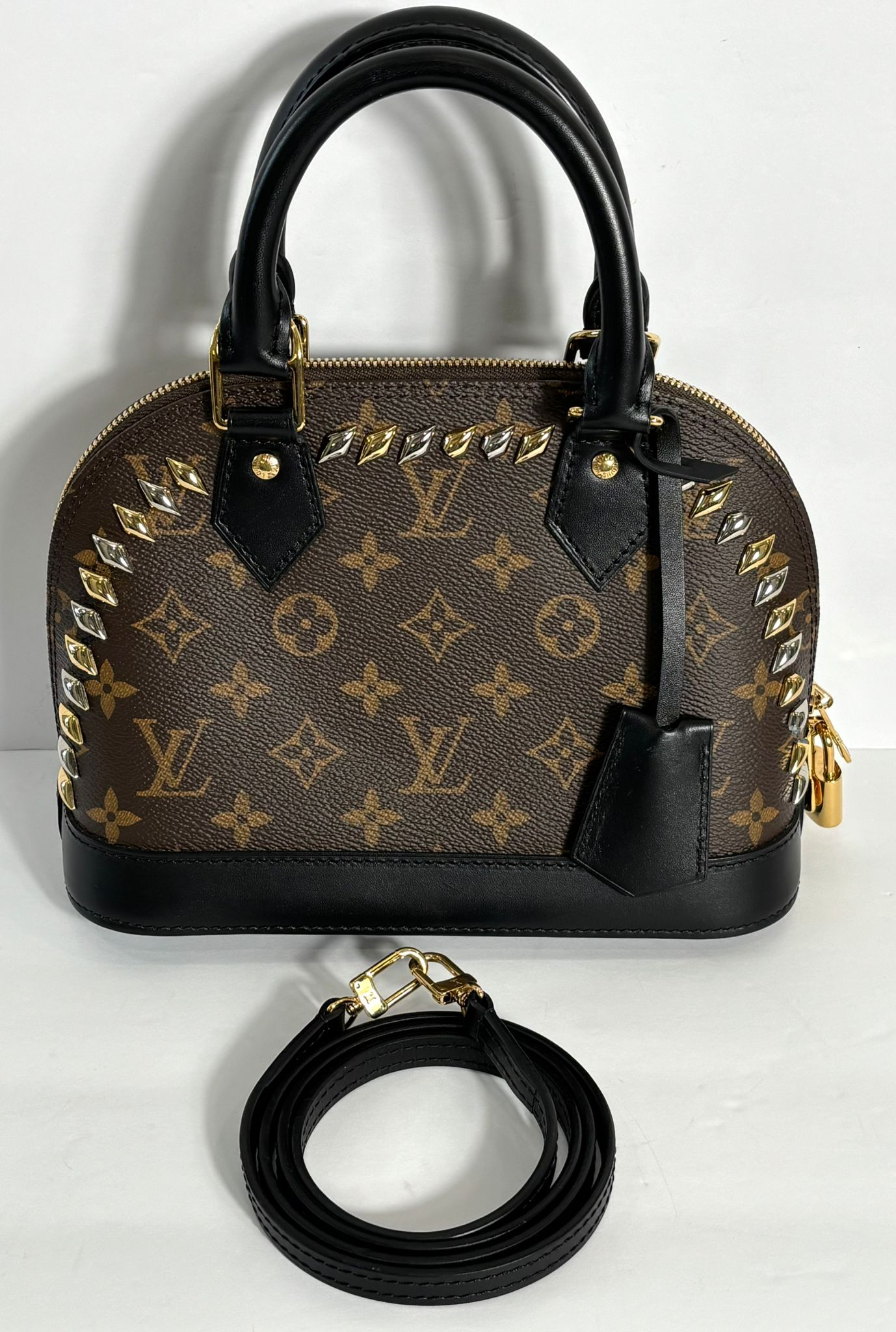 Louis Vuitton MACASSAR STUDDED ALMA BB Monogram Handbag