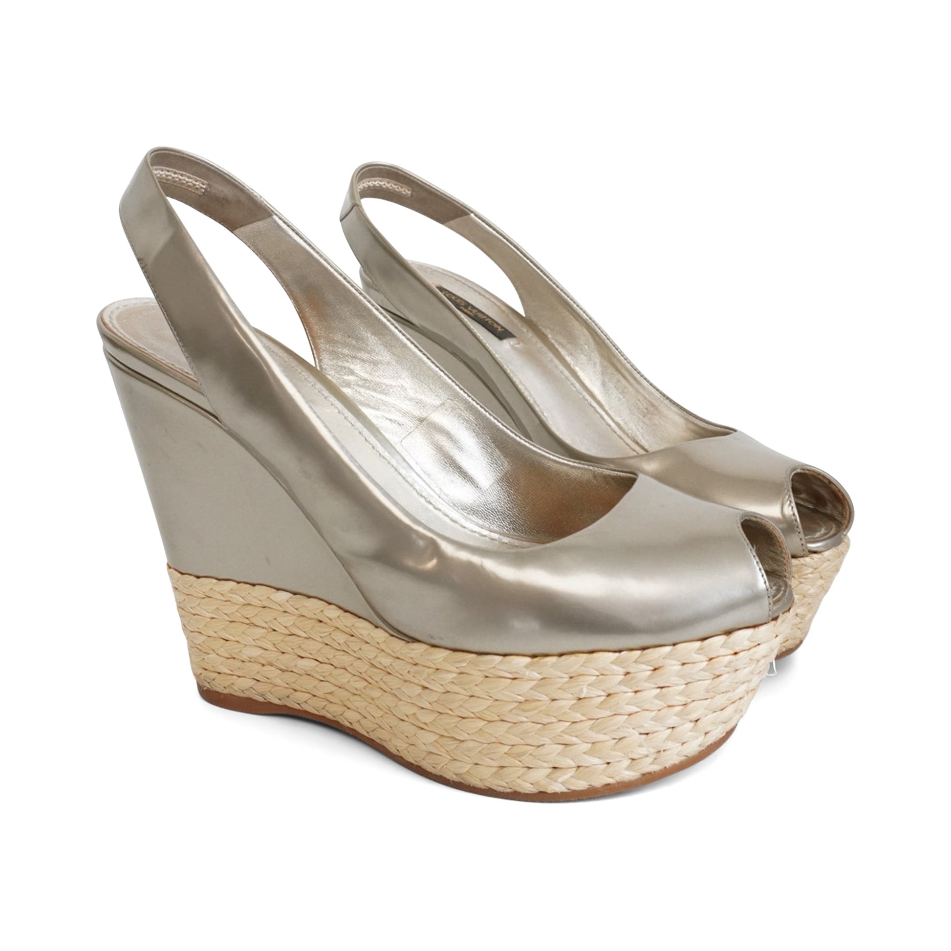 Louis Vuitton 'Lagoon' Espadrille Wedges - Women's 37