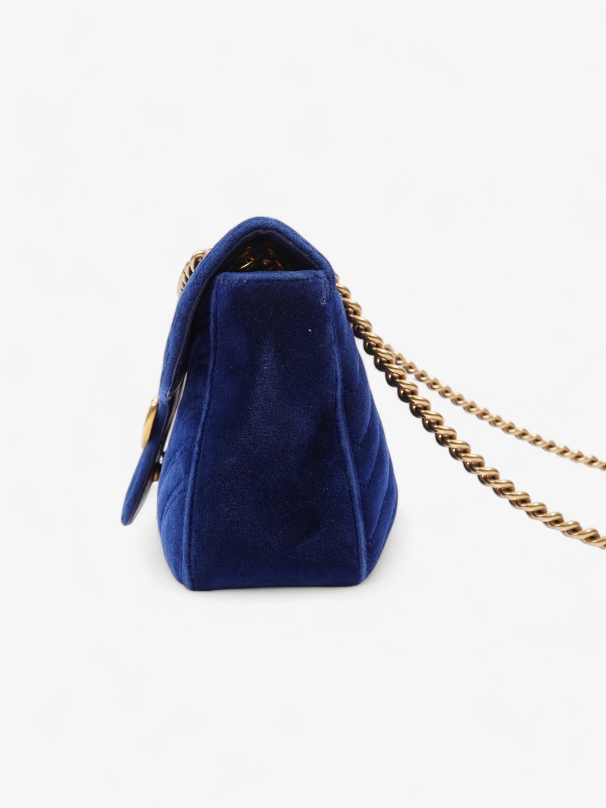 Gucci Marmont Midnight Velvet Shoulder Bag Blue Small