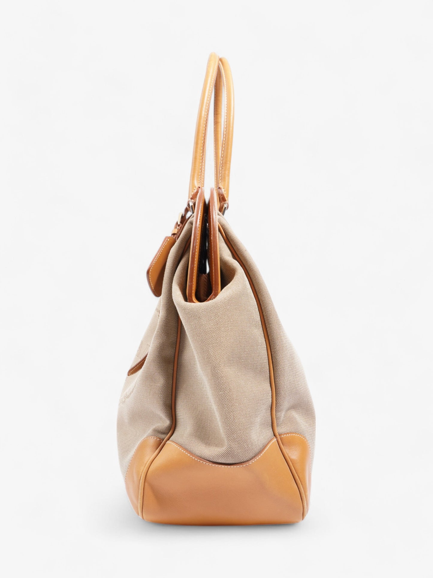 Prada Tote Canvas Beige Logo Shoulder Bag