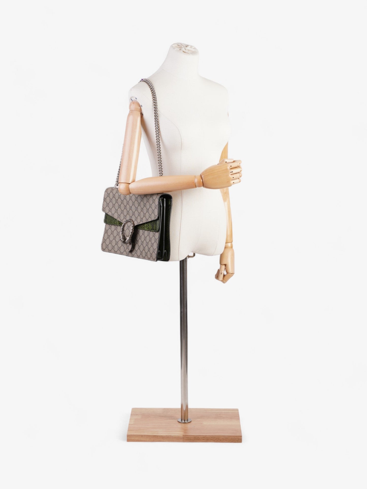 Gucci Dionysus Supreme Python Coated Shoulder Bag Canvas Green