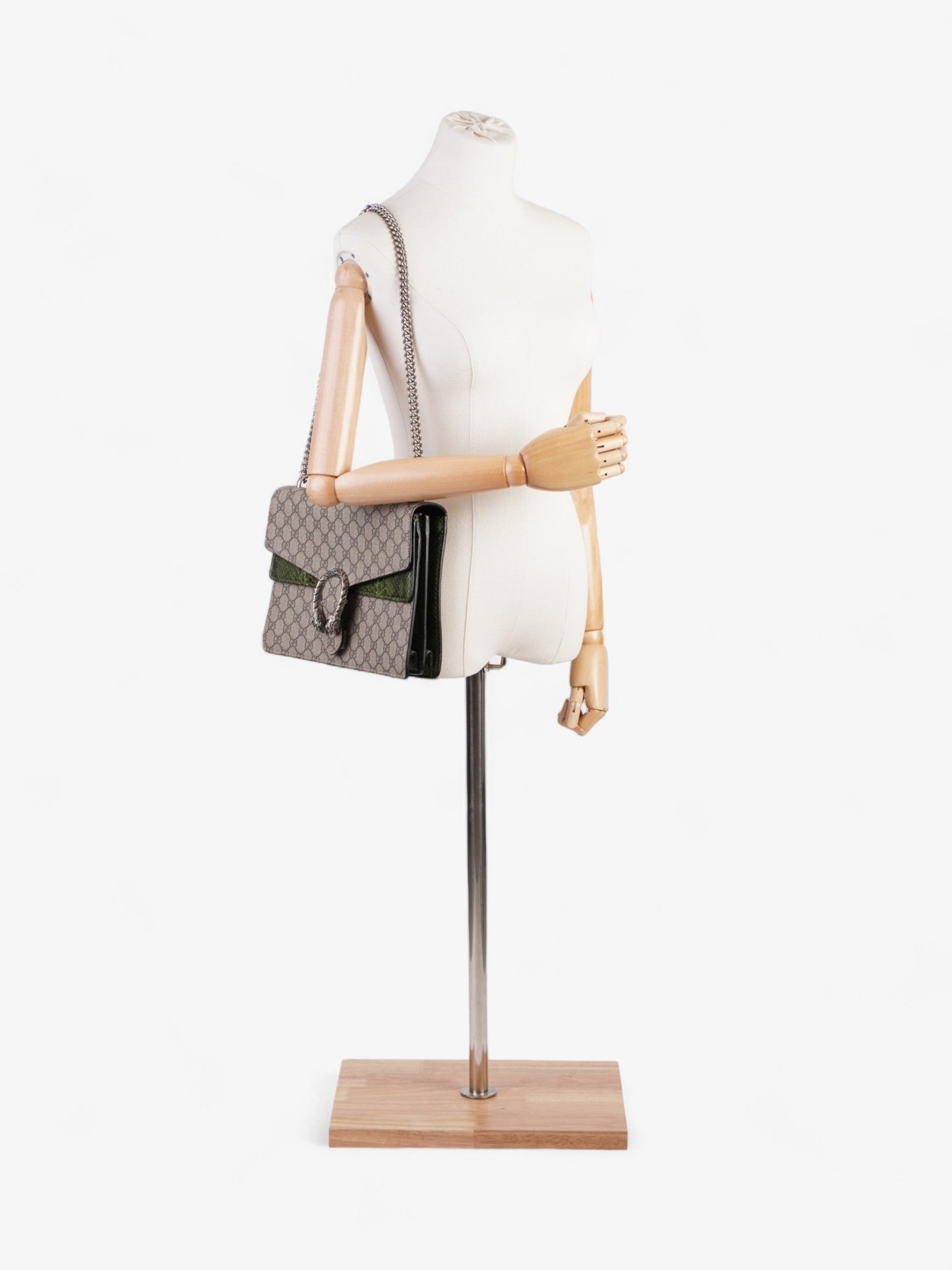 Gucci Dionysus Supreme Python Coated Shoulder Bag Canvas Green