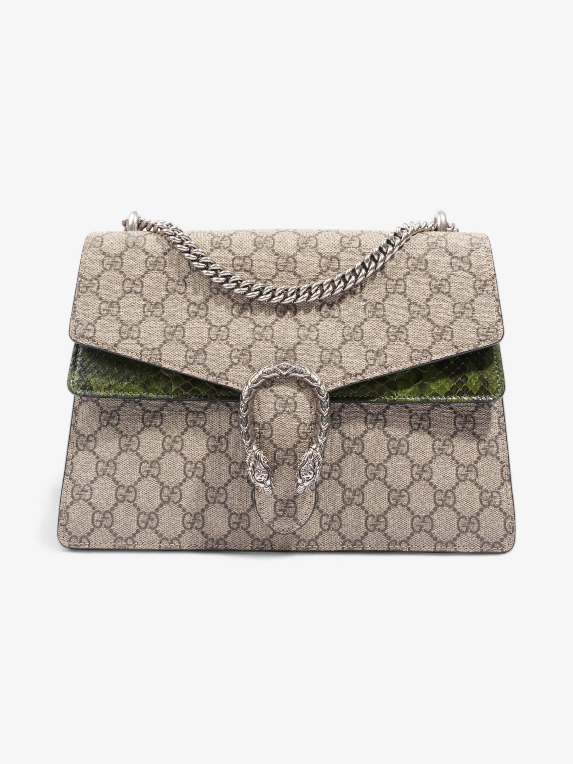 Gucci Dionysus Supreme Python Coated Shoulder Bag Canvas Green