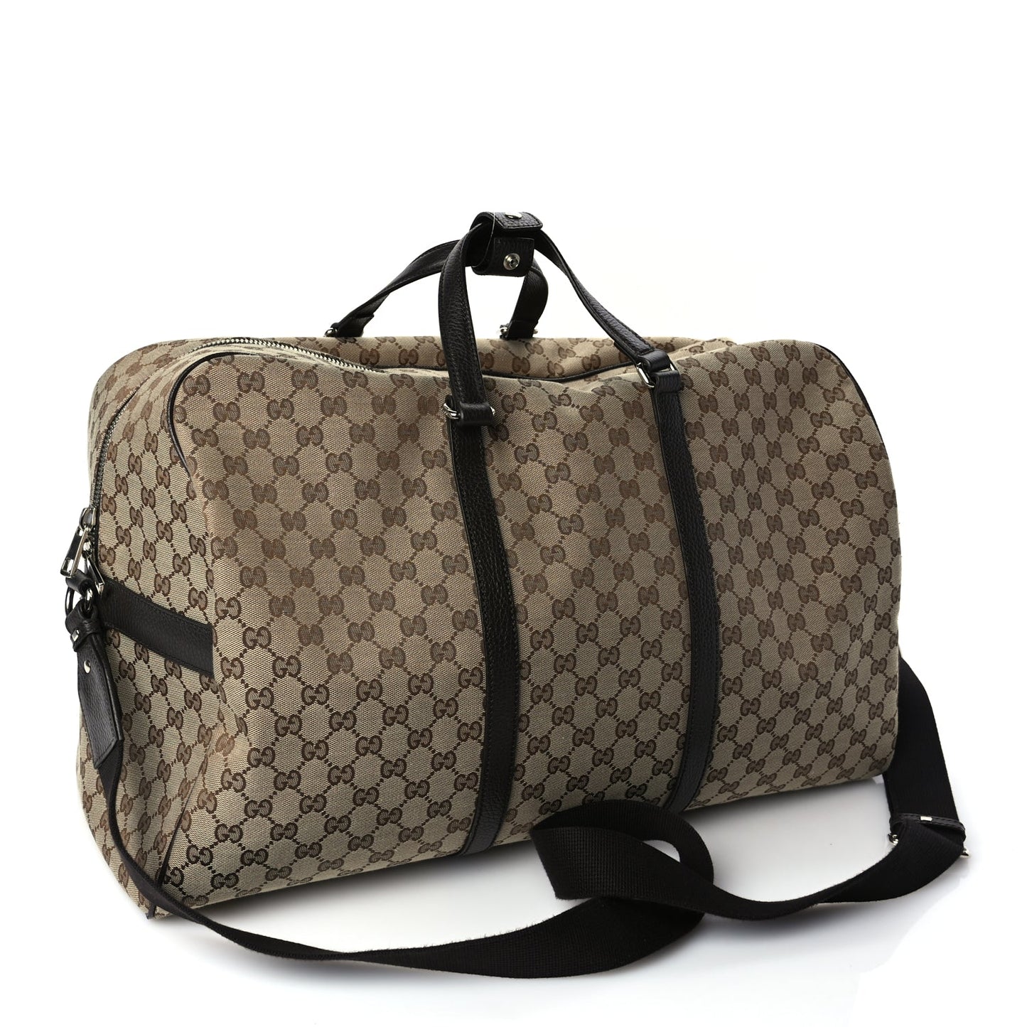 Gucci Monogram Dollar Calfskin Large Boston Duffle Bag Beige Ebony Testa di Moro Marrone Scuro