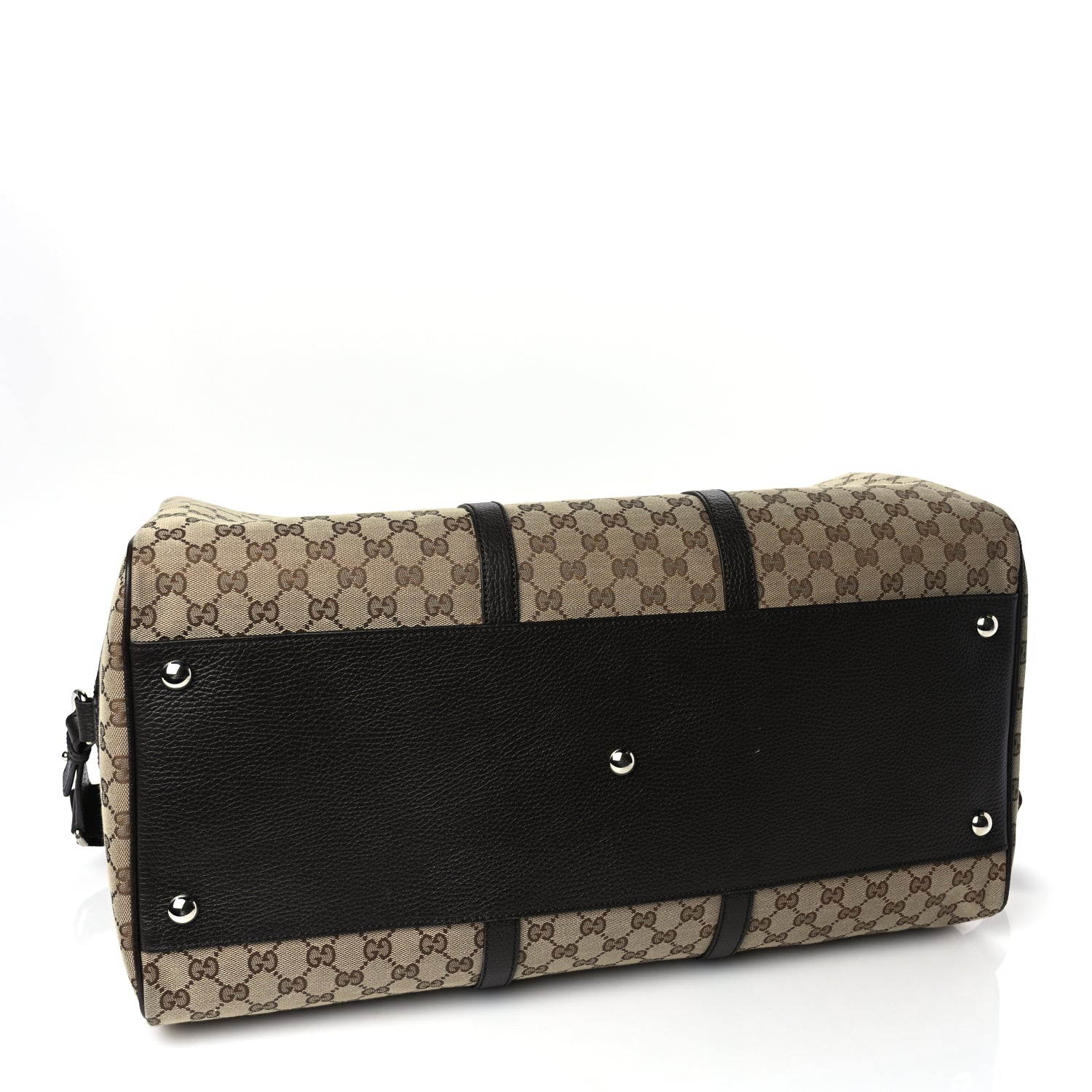 Gucci Monogram Dollar Calfskin Large Boston Duffle Bag Beige Ebony Testa di Moro Marrone Scuro