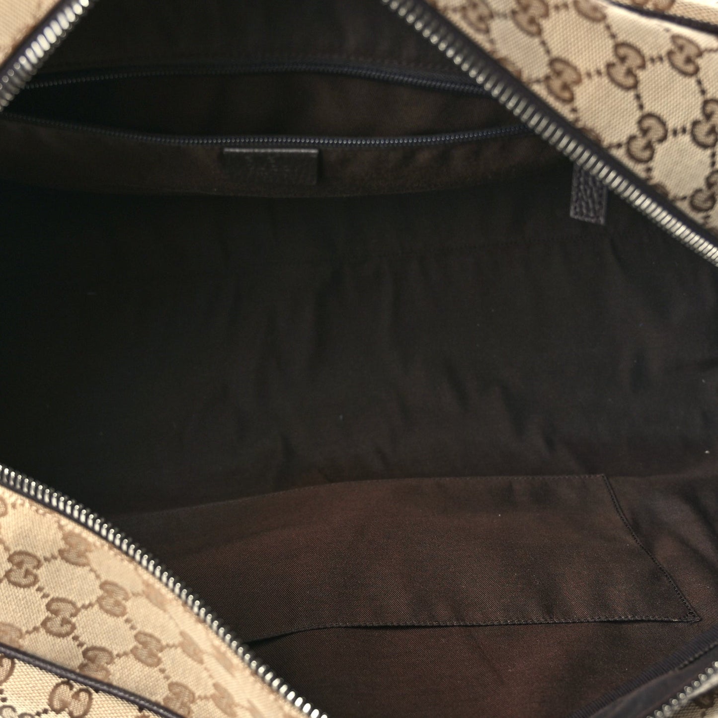Gucci Monogram Dollar Calfskin Large Boston Duffle Bag Beige Ebony Testa di Moro Marrone Scuro