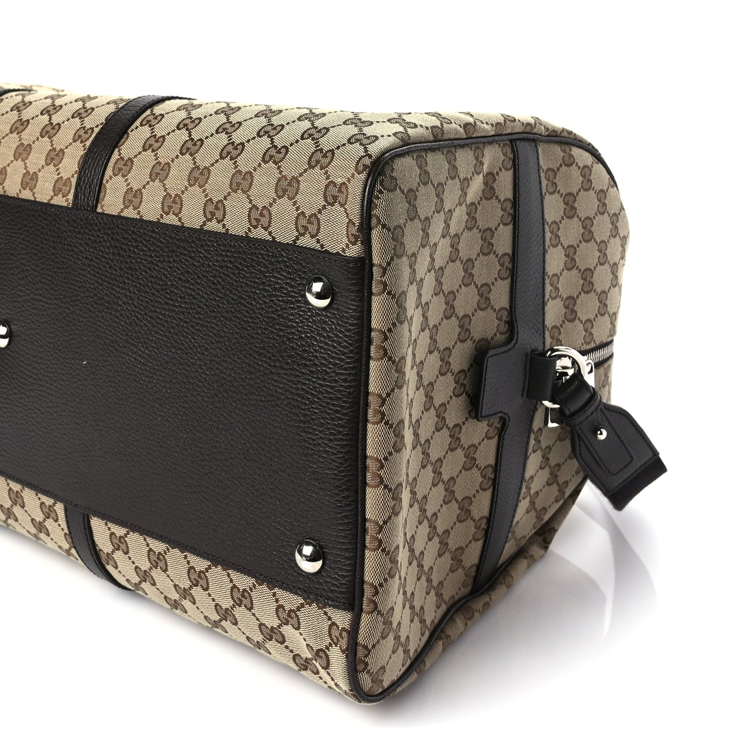 Gucci Monogram Dollar Calfskin Large Boston Duffle Bag Beige Ebony Testa di Moro Marrone Scuro