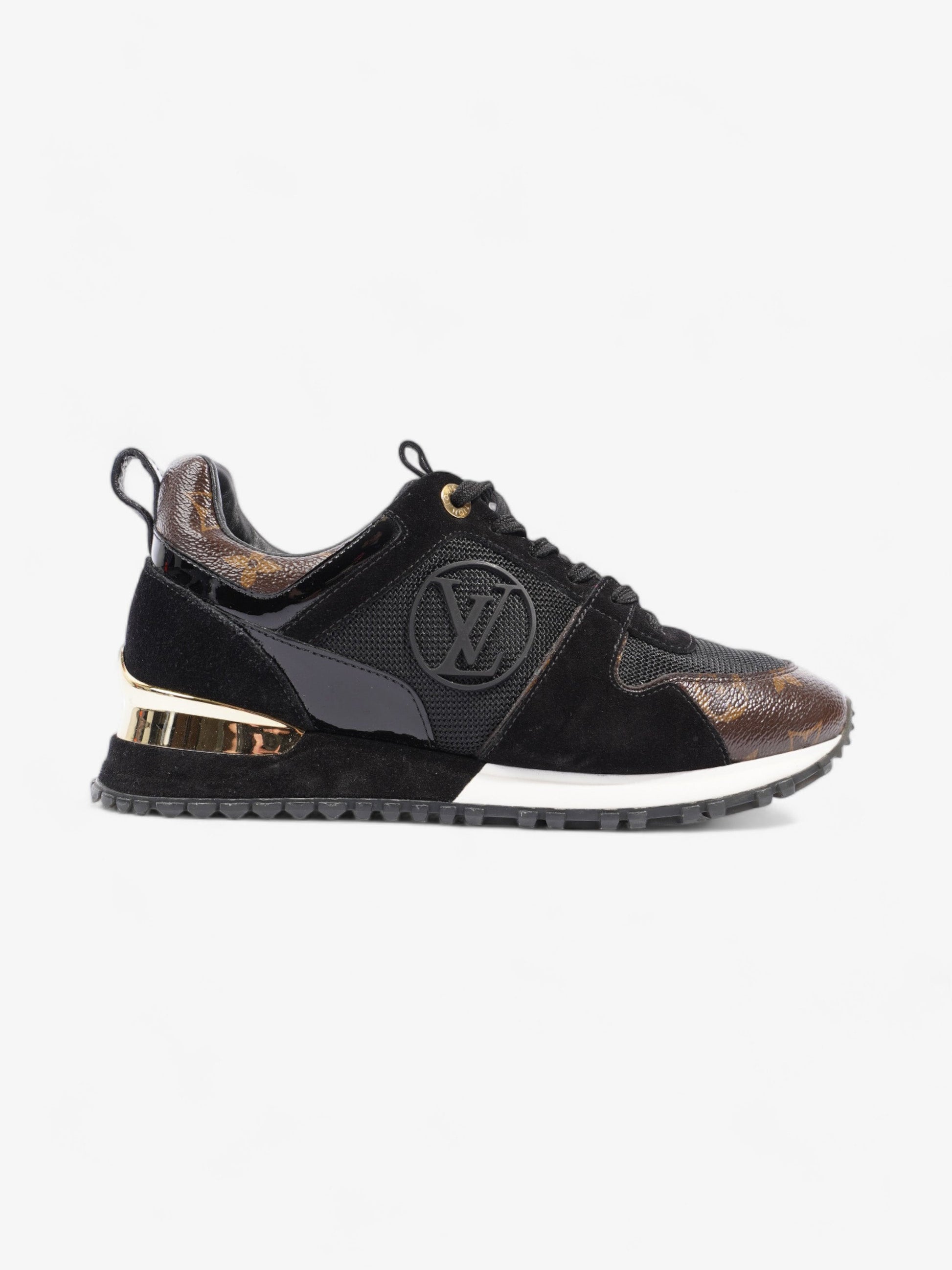 Louis Vuitton Run Away Trainer N A Suede Monogram Black Gold Handbag