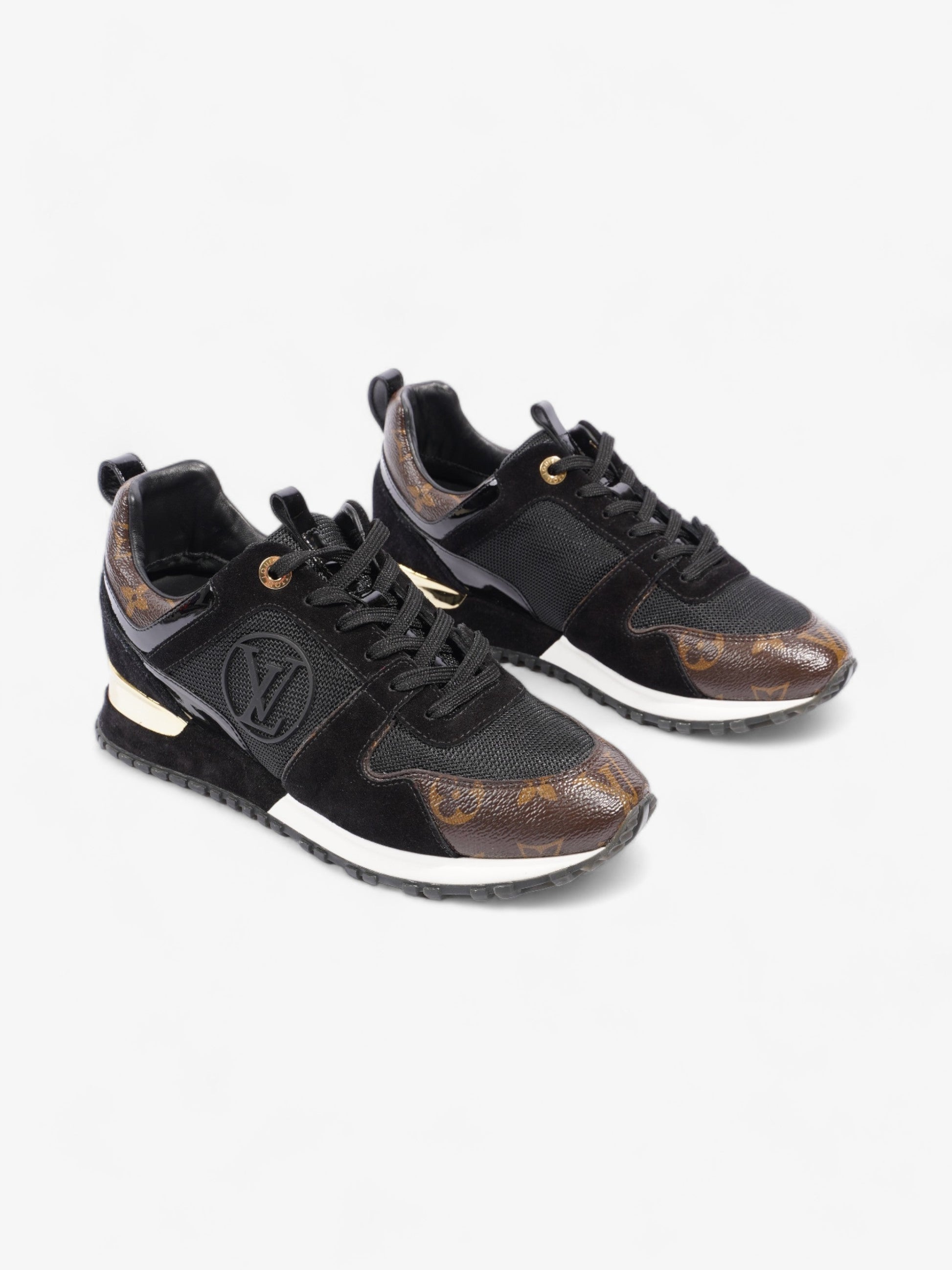 Louis Vuitton Run Away Trainer N A Suede Monogram Black Gold Handbag