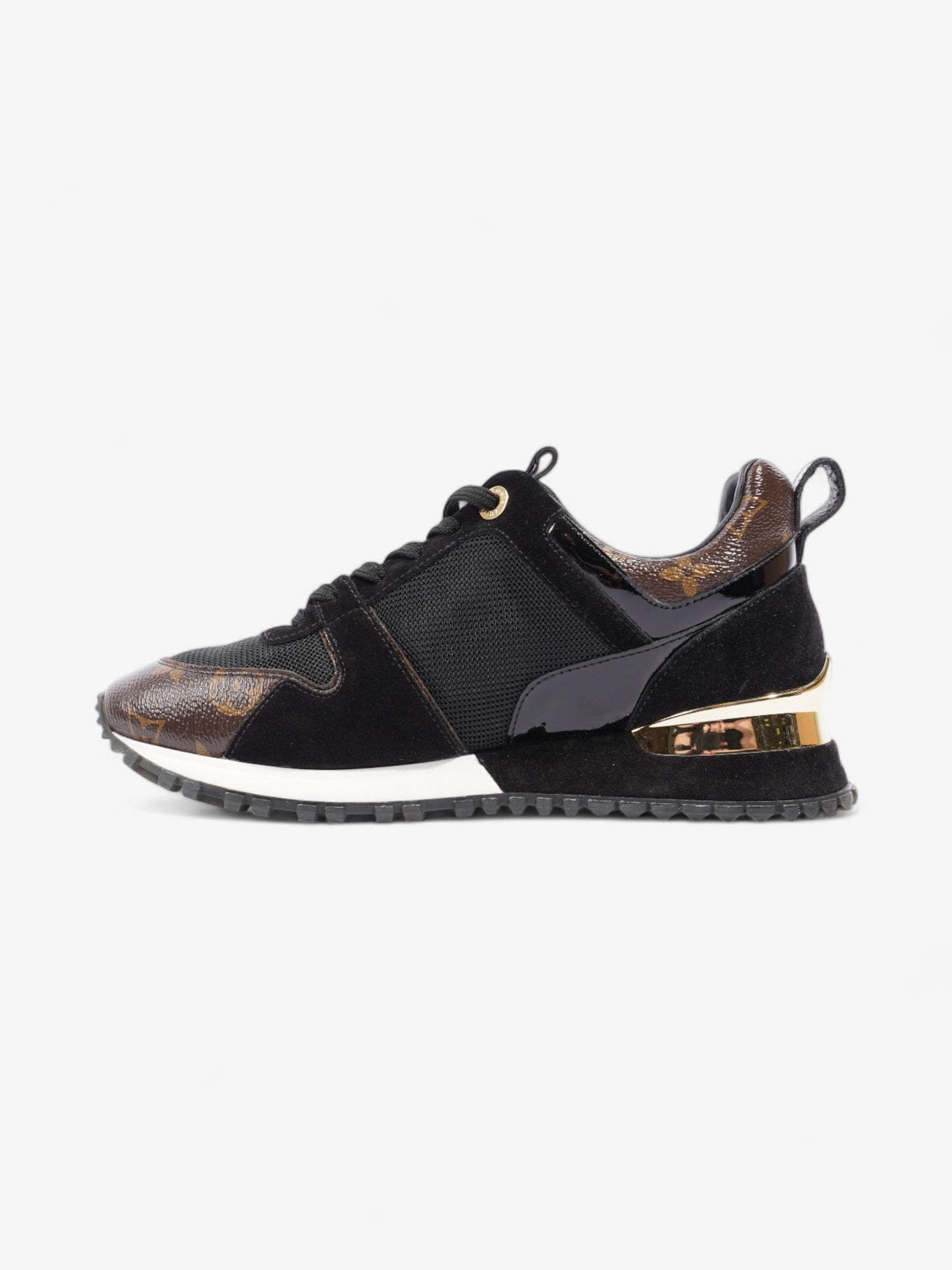 Louis Vuitton Run Away Trainer N A Suede Monogram Black Gold Handbag