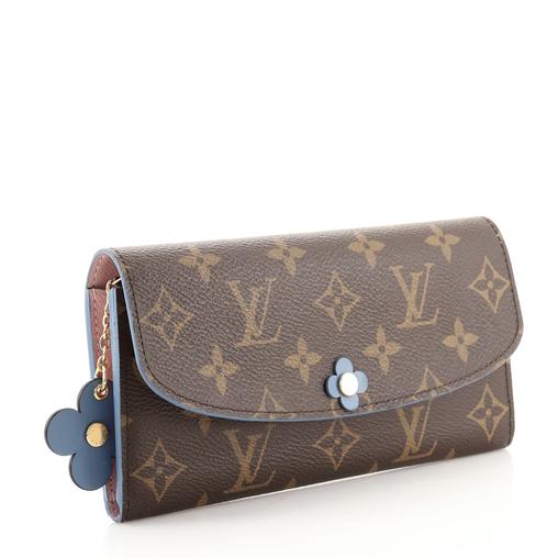 Louis Vuitton Bloom Flower Emilie Jean Monogram Blue Wallet Case