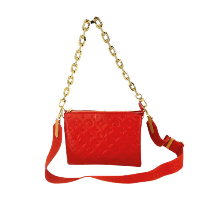 Louis Vuitton COUSSIN EMBOSSED Leather Red Crossbody Bag