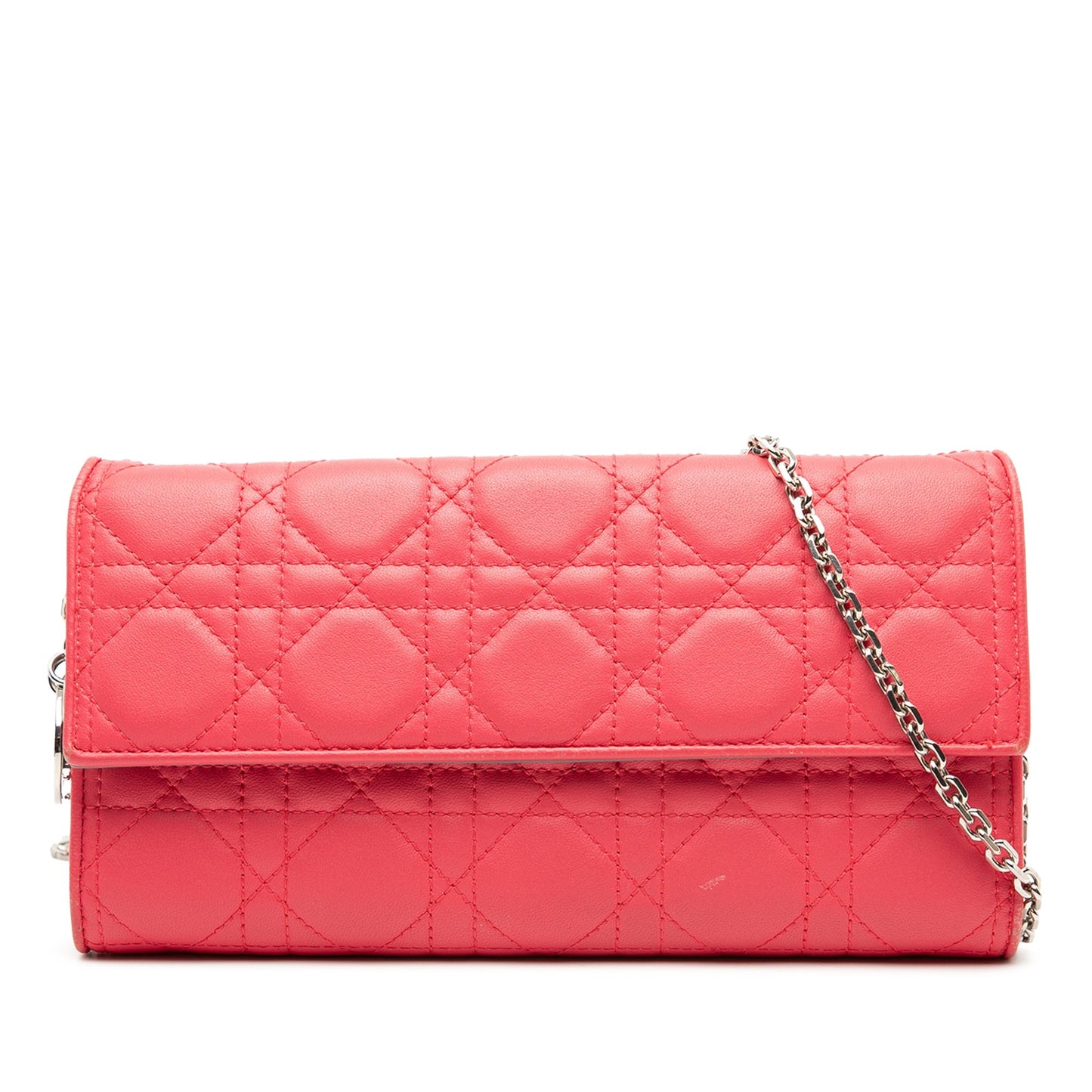 Dior Handbag Cannage Lady Wallet On Shoulder Bag Lambskin Pink Chain
