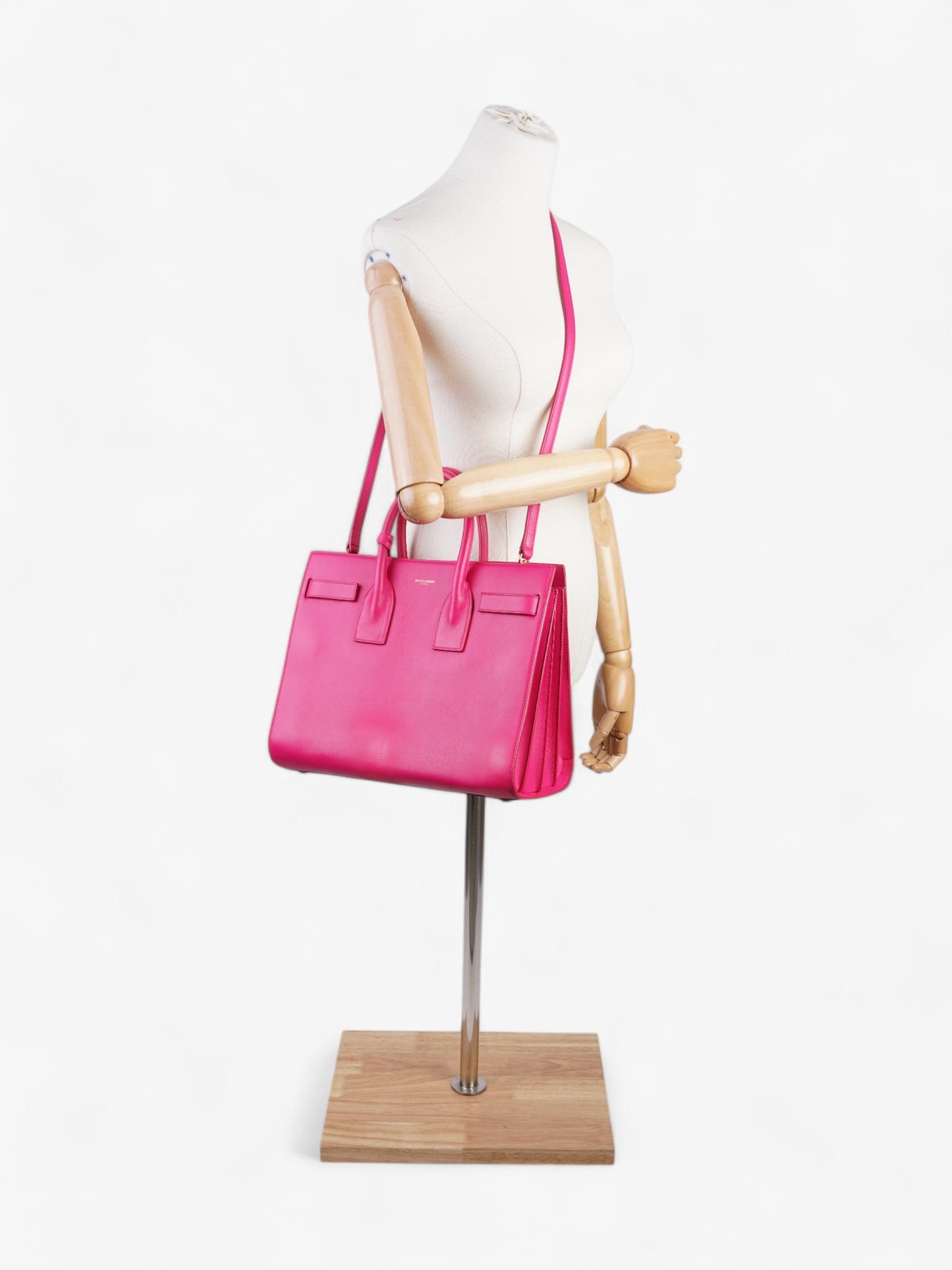 YSL Saint Laurent Sac De Jour Hot Calfskin Shoulder Bag Leather Pink Small