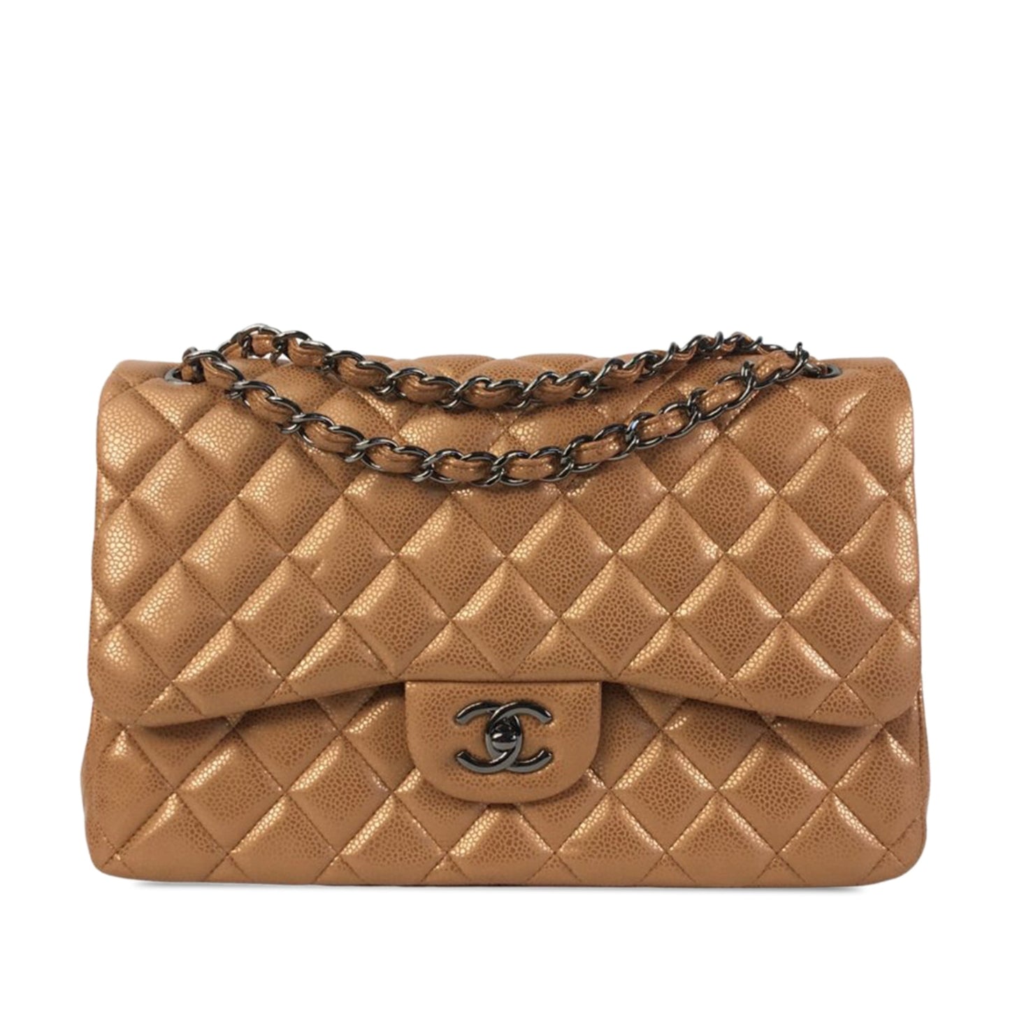 CHANEL Jumbo Classic Iridescent Caviar Double Flap Shoulder Bag