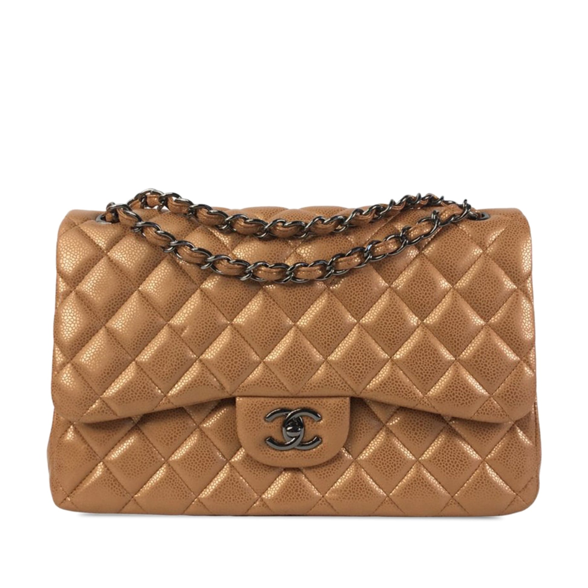 CHANEL Jumbo Classic Iridescent Caviar Double Flap Shoulder Bag
