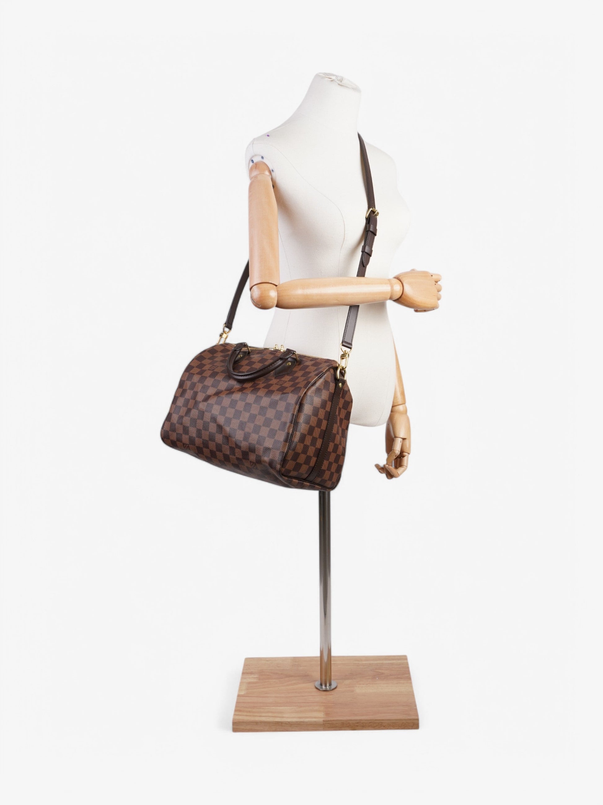Louis Vuitton Speedy Bandouliere Ebene Coated 30 Canvas Coated Canvas Damier Apparel Canvas 34