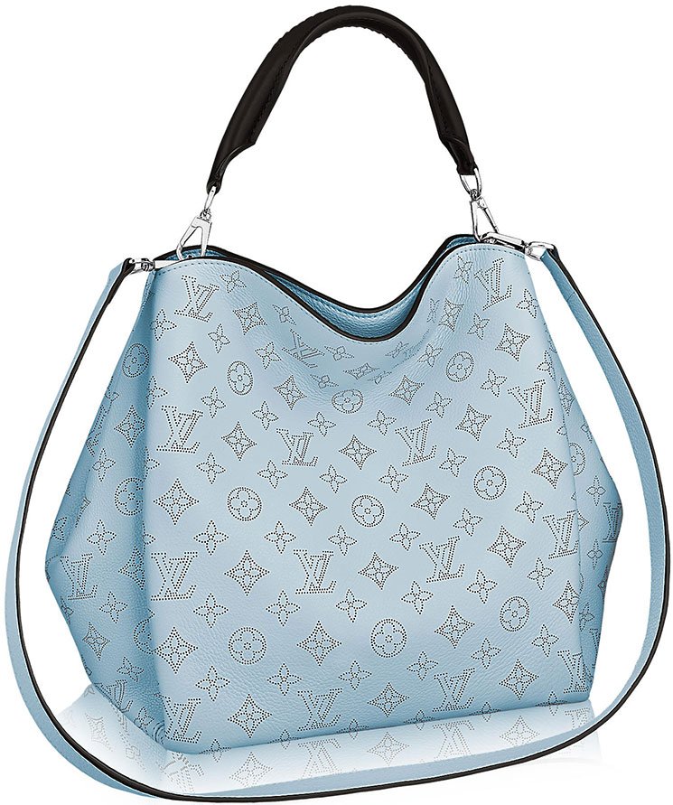Louis Vuitton MAHINA BABYLONE PM ICE Monogram Leather Blue Handbag
