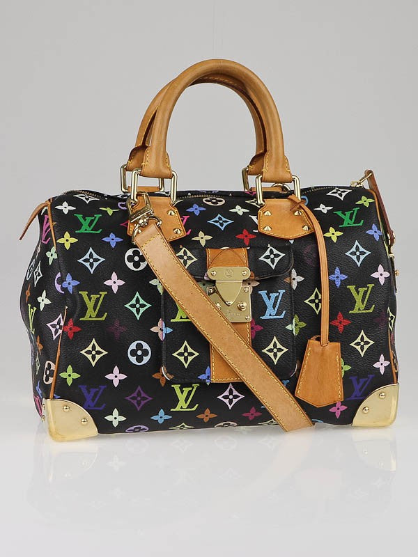 Louis Vuitton Speedy 30 Monogram Black Multicolor Handbag