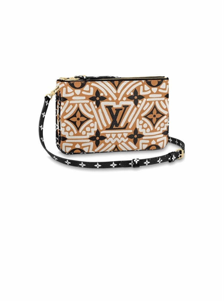 Louis Vuitton Crafty Double Zip Pochette Monogram Clutch Bag