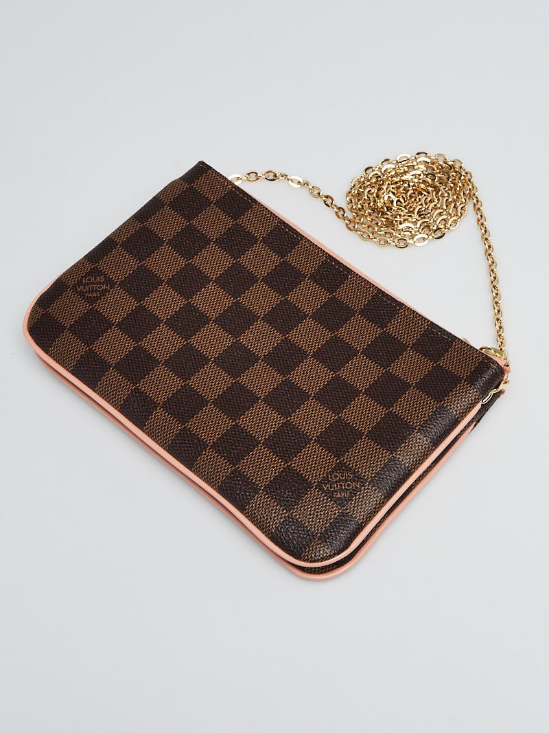Louis Vuitton EBÈNE Double Zip Pochette Damier Clutch Bag