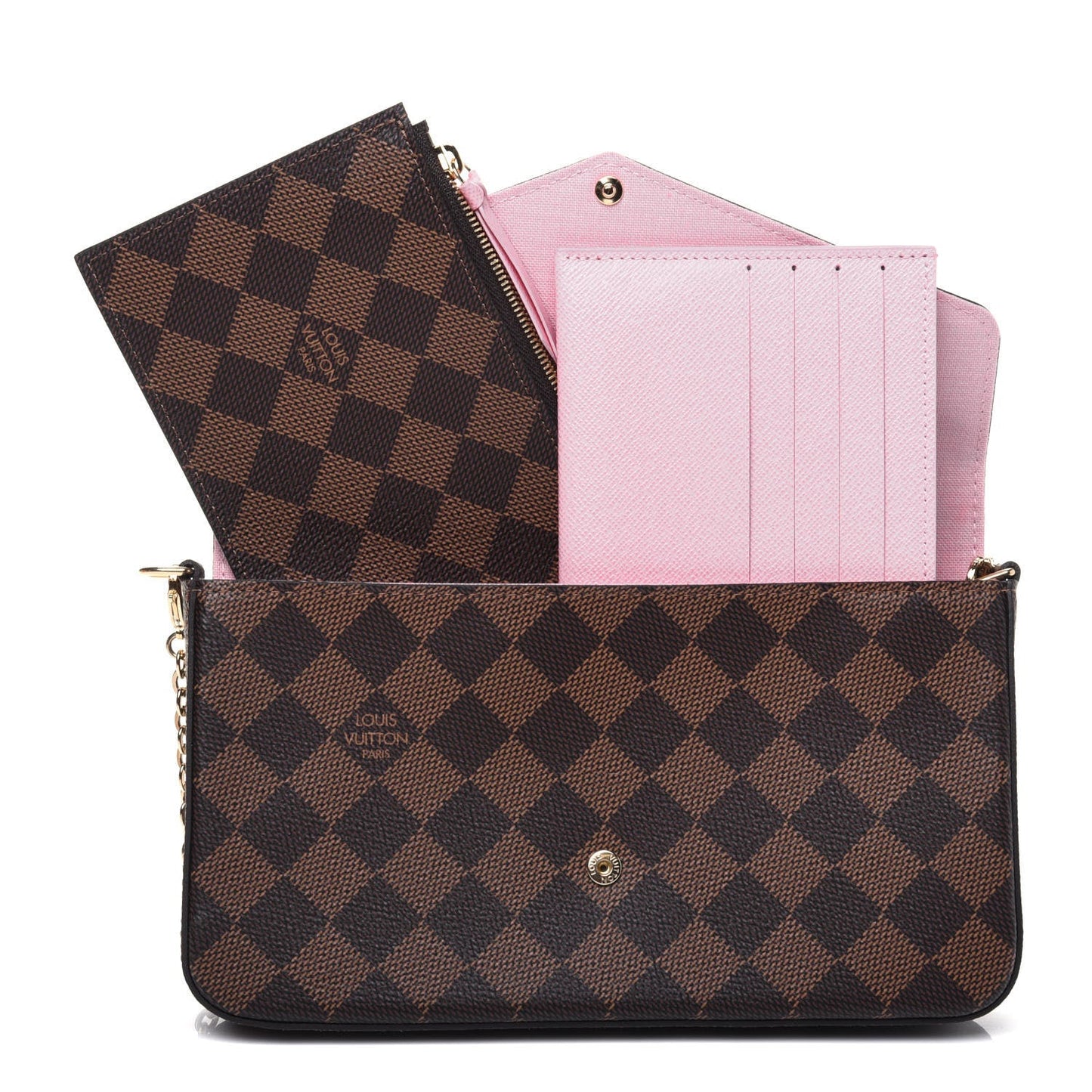 Louis Vuitton EBENE FLOWER STUDDED FELICIE POCHETTE Damier Clutch Bag