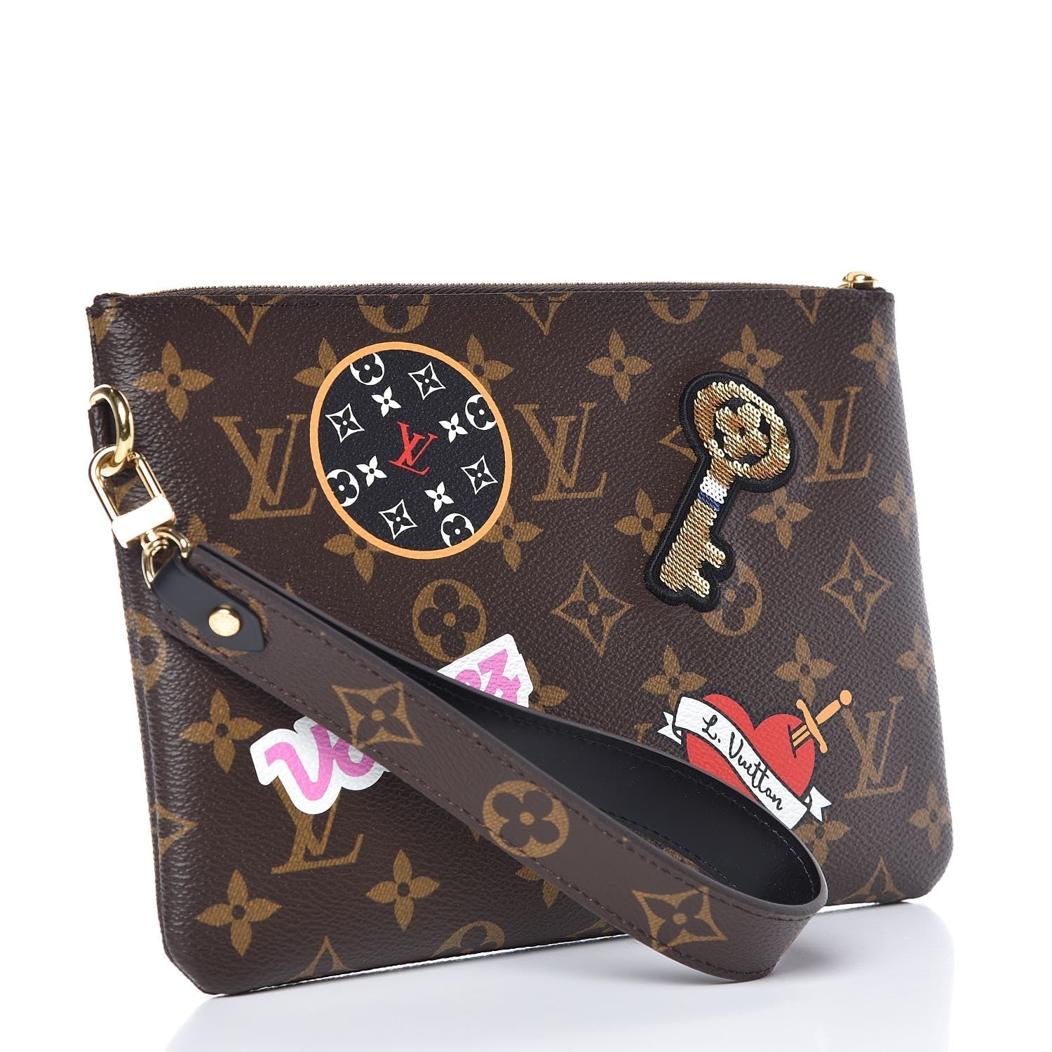 Louis Vuitton LIMITED EDITION PATCH CITY WRISTLET Monogram Clutch Bag