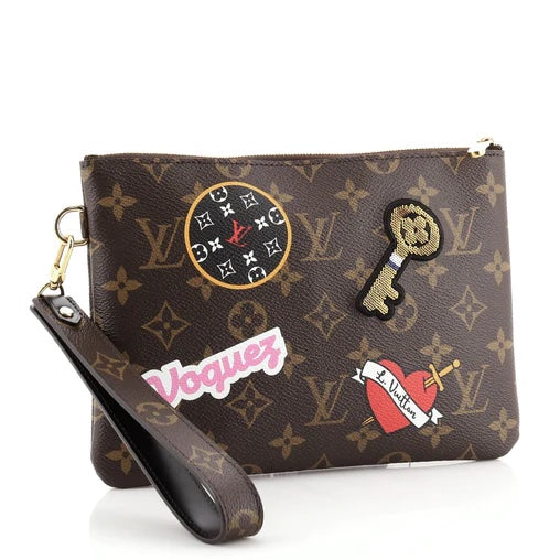 Louis Vuitton LIMITED EDITION PATCH CITY WRISTLET Monogram Clutch Bag