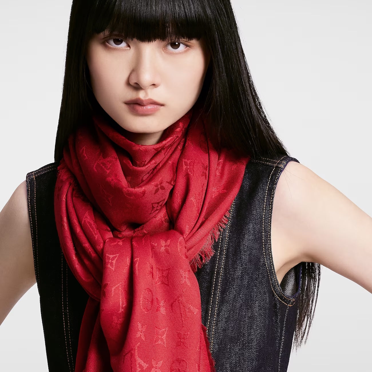 Louis Vuitton CLASSIC SILK WOOL SHAWL Monogram Scarf
