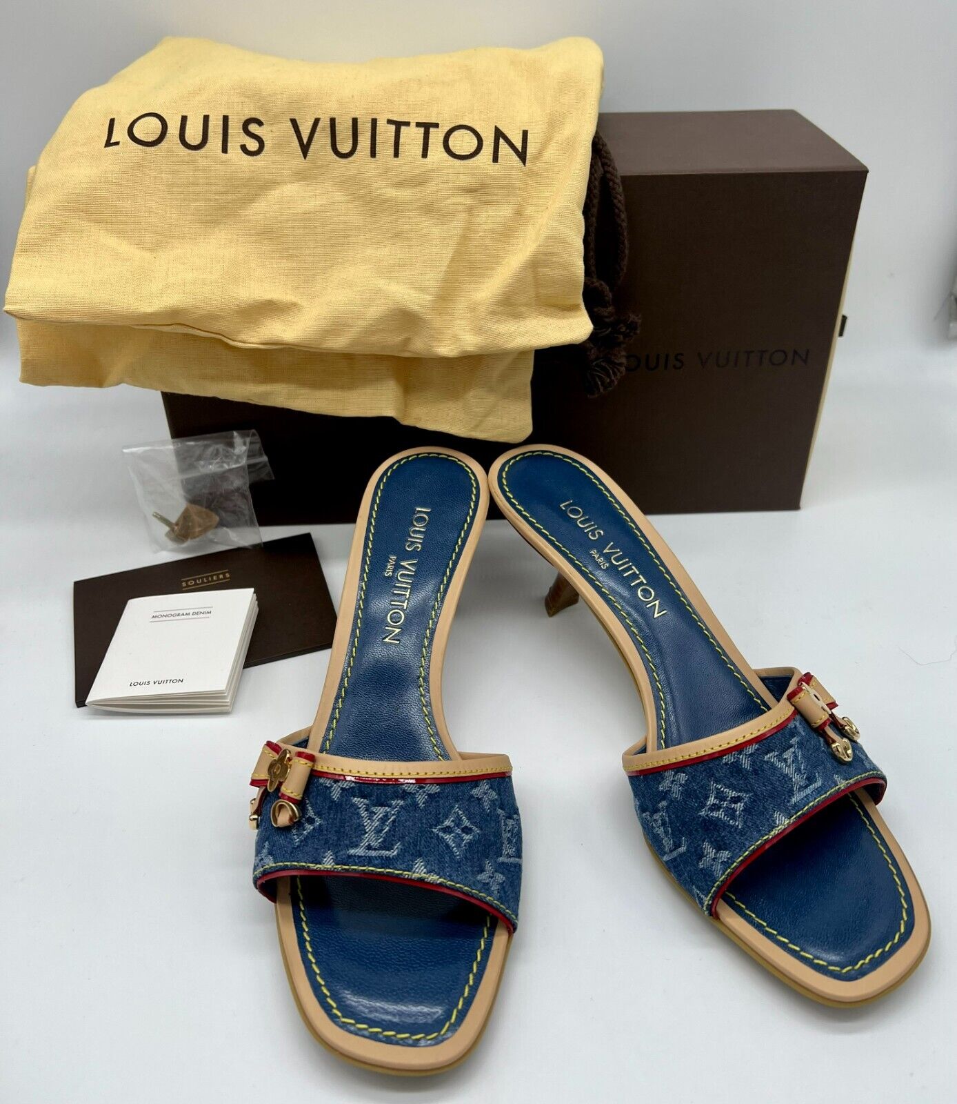 Louis Vuitton DENIM INDIGO MULES Monogram Shoes