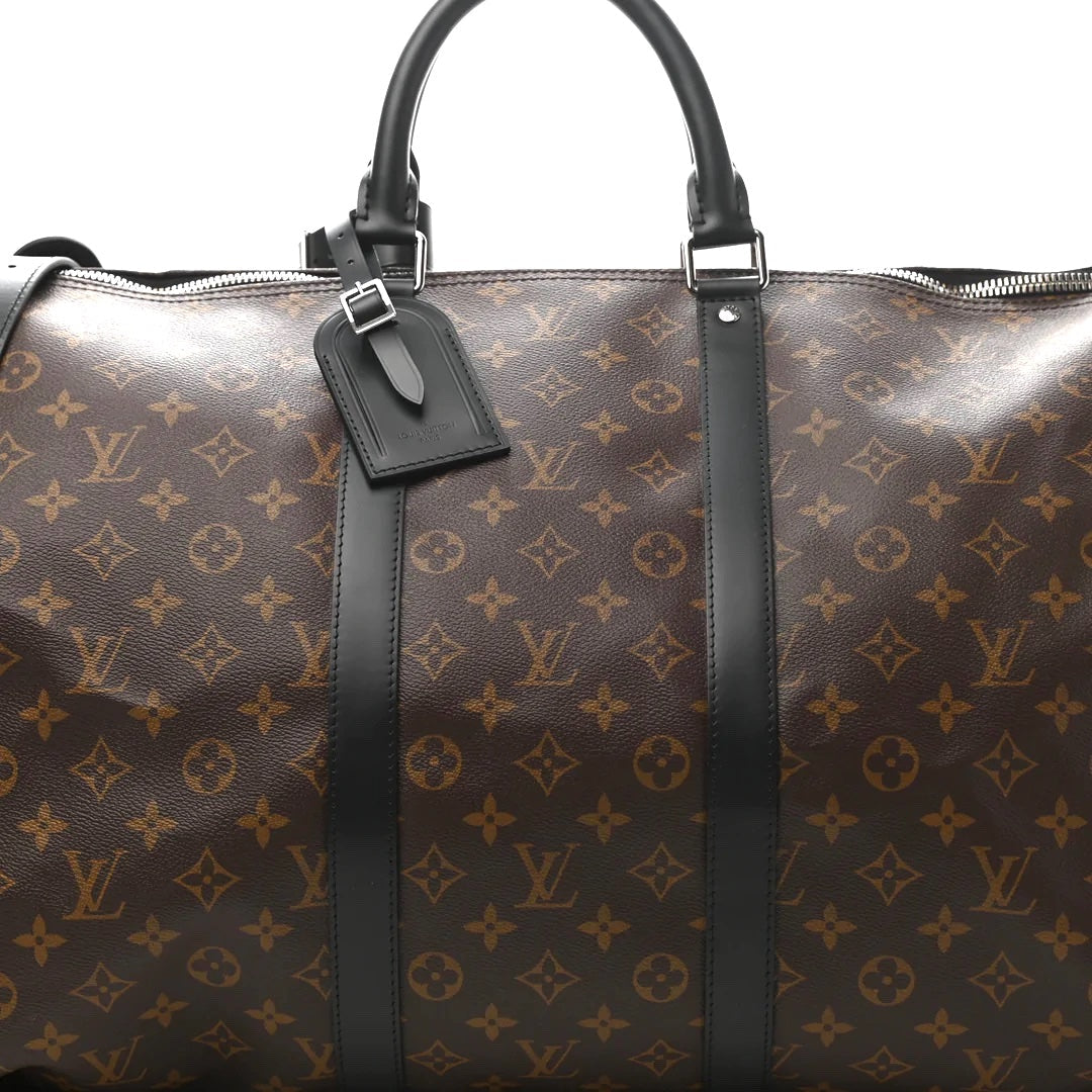 Louis Vuitton MACASSAR KEEPALL 55 Monogram Travel Bag Bandoulliere 56
