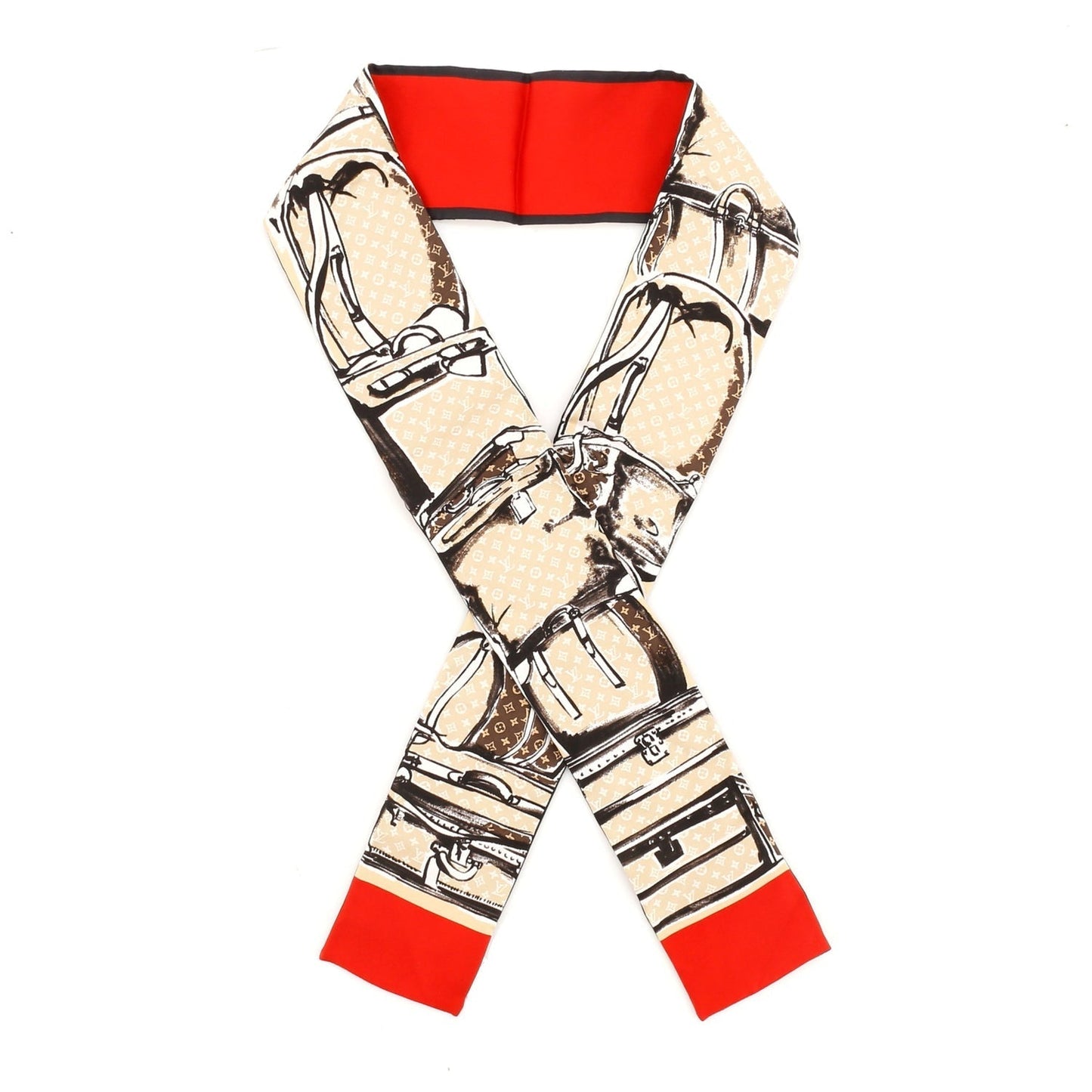 Louis Vuitton TRUNKS BANDEAU PRINTED SILK SCARF