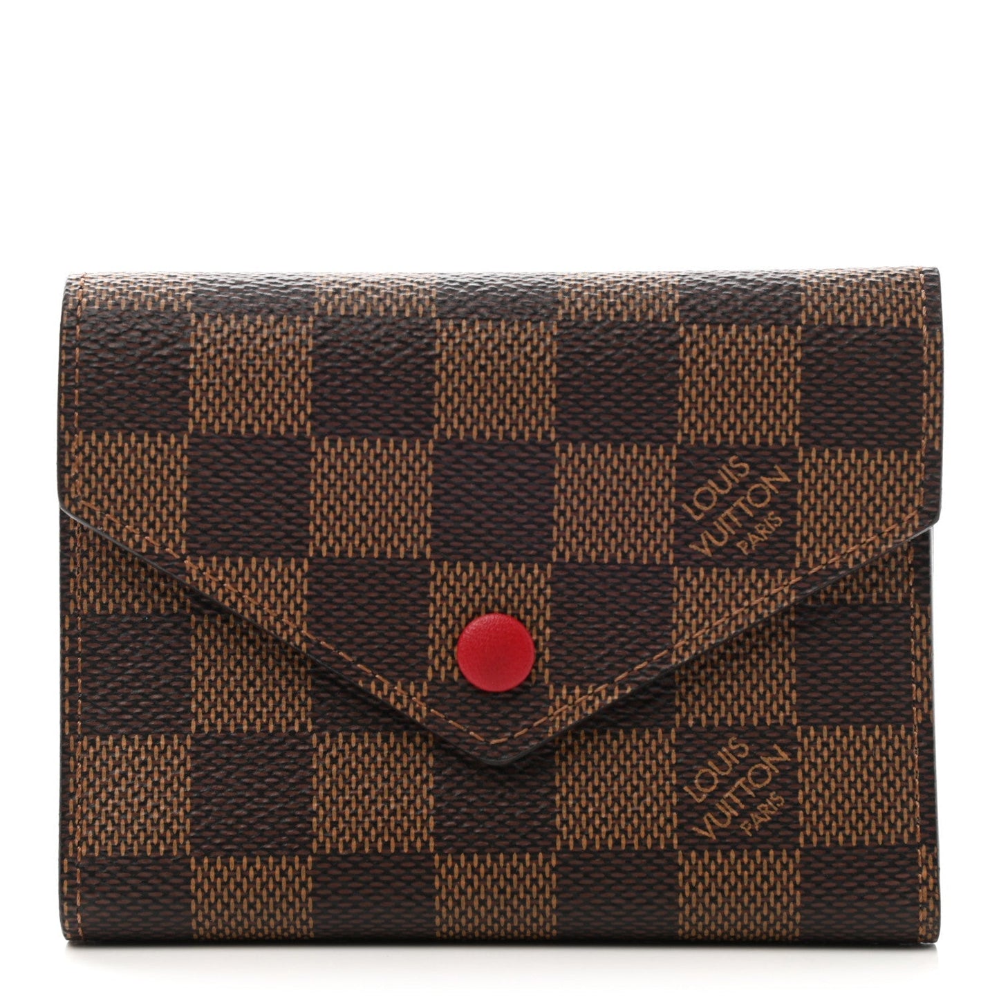 Louis Vuitton Ebene Victorine Damier Red Wallet Case