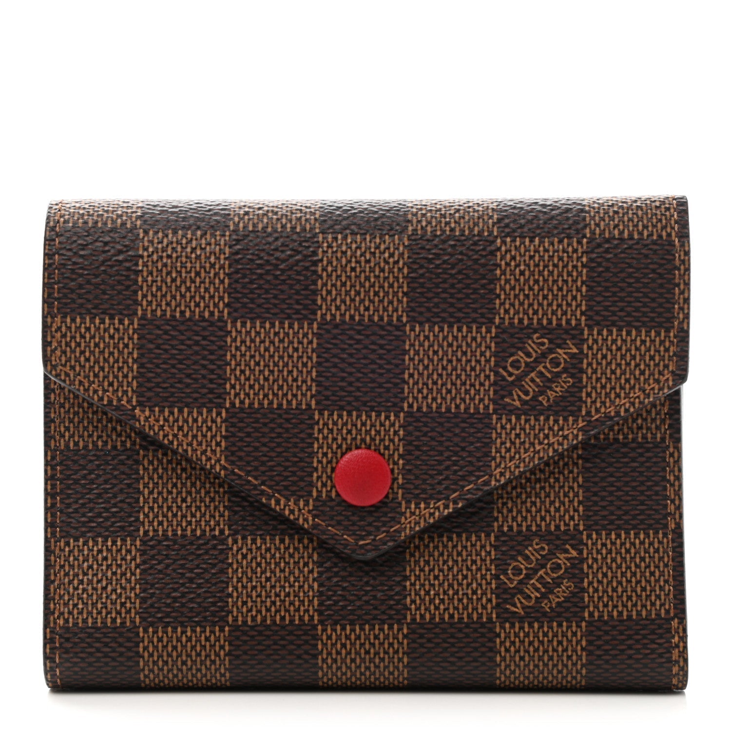 Louis Vuitton Ebene Victorine Damier Red Wallet Case