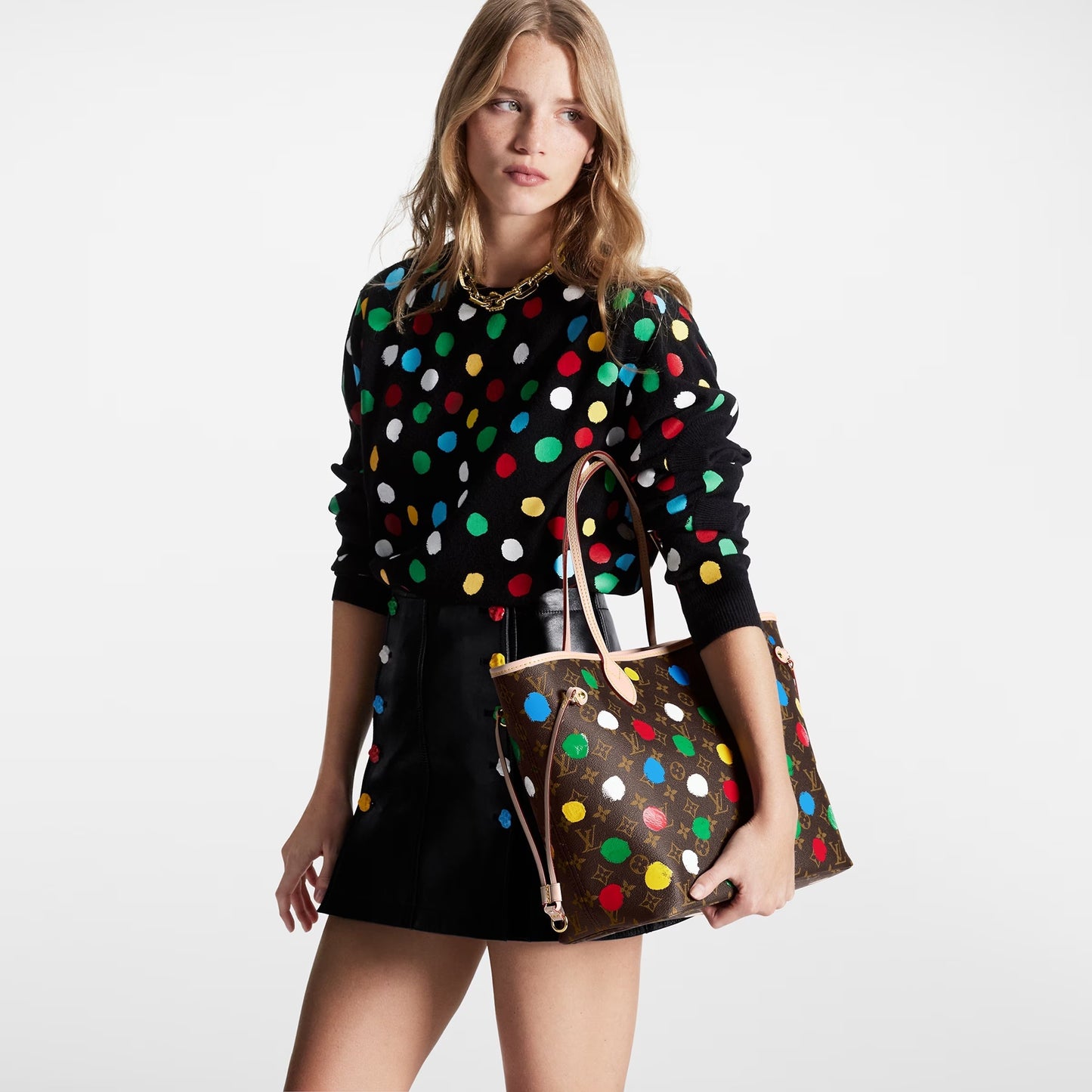 Louis Vuitton X YAYOI KUSAMA MM Monogram Neverfull Tote Bag