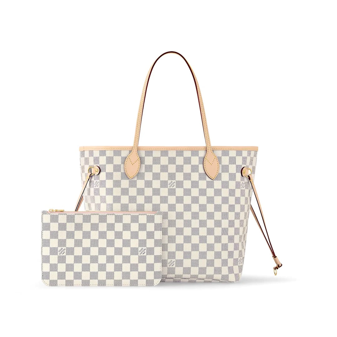 Louis Vuitton AZUR MM ROSE POCHETTE Damier Neverfull Tote Bag