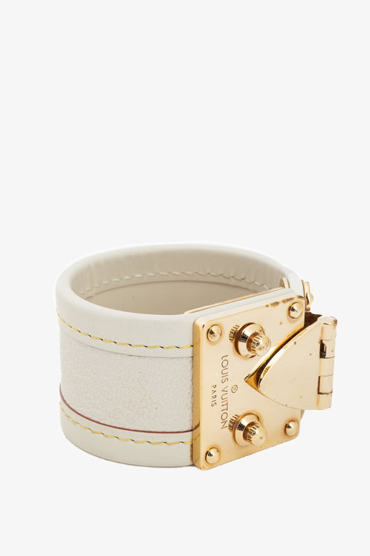 Louis Vuitton Suhali White Leather S-Lock Bracelet Designer Sunglasses