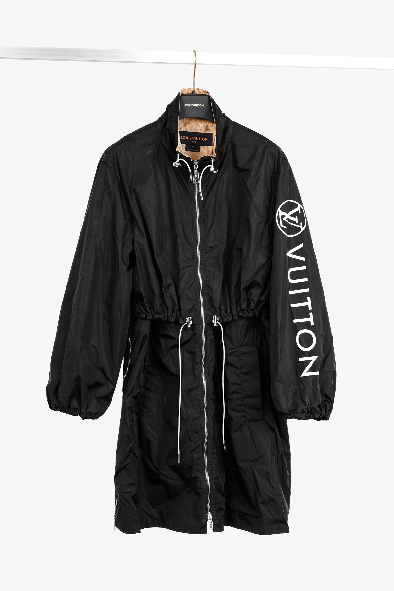 Louis Vuitton Noir Nylon Logo-Print Sporty Long Parka Fashion Accessory