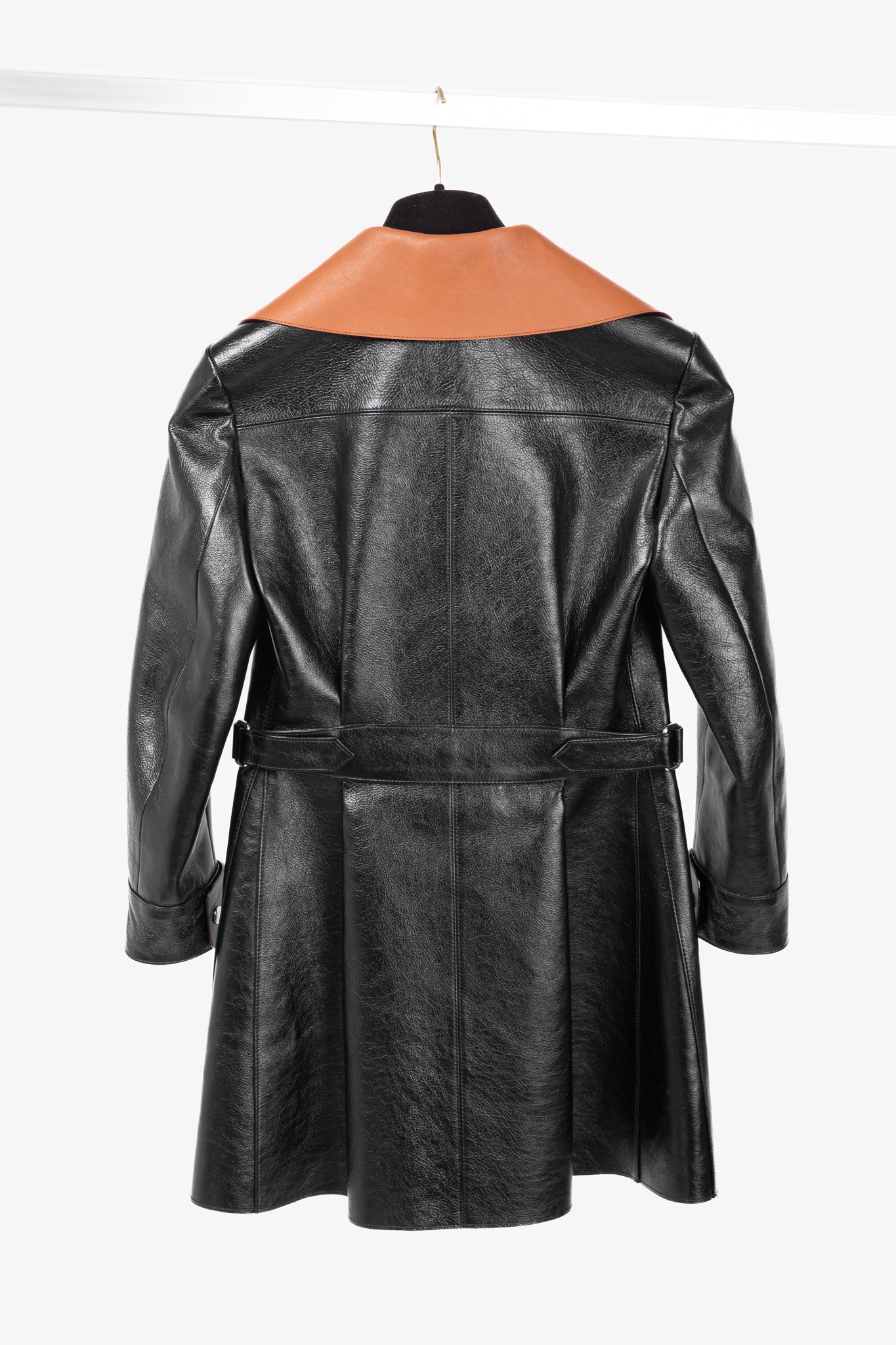 Louis Vuitton AW/14 Runway Black Calfskin Leather Snap Coat