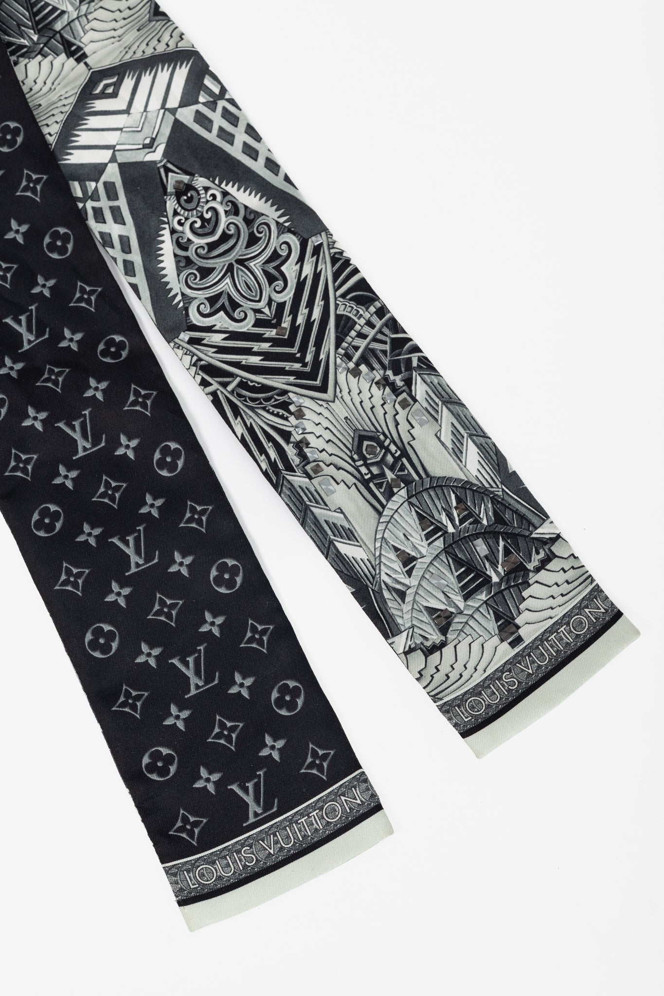 Louis Vuitton LV Buildings Black Art Deco & Monogram Studded Bandeau Fashion Accessory