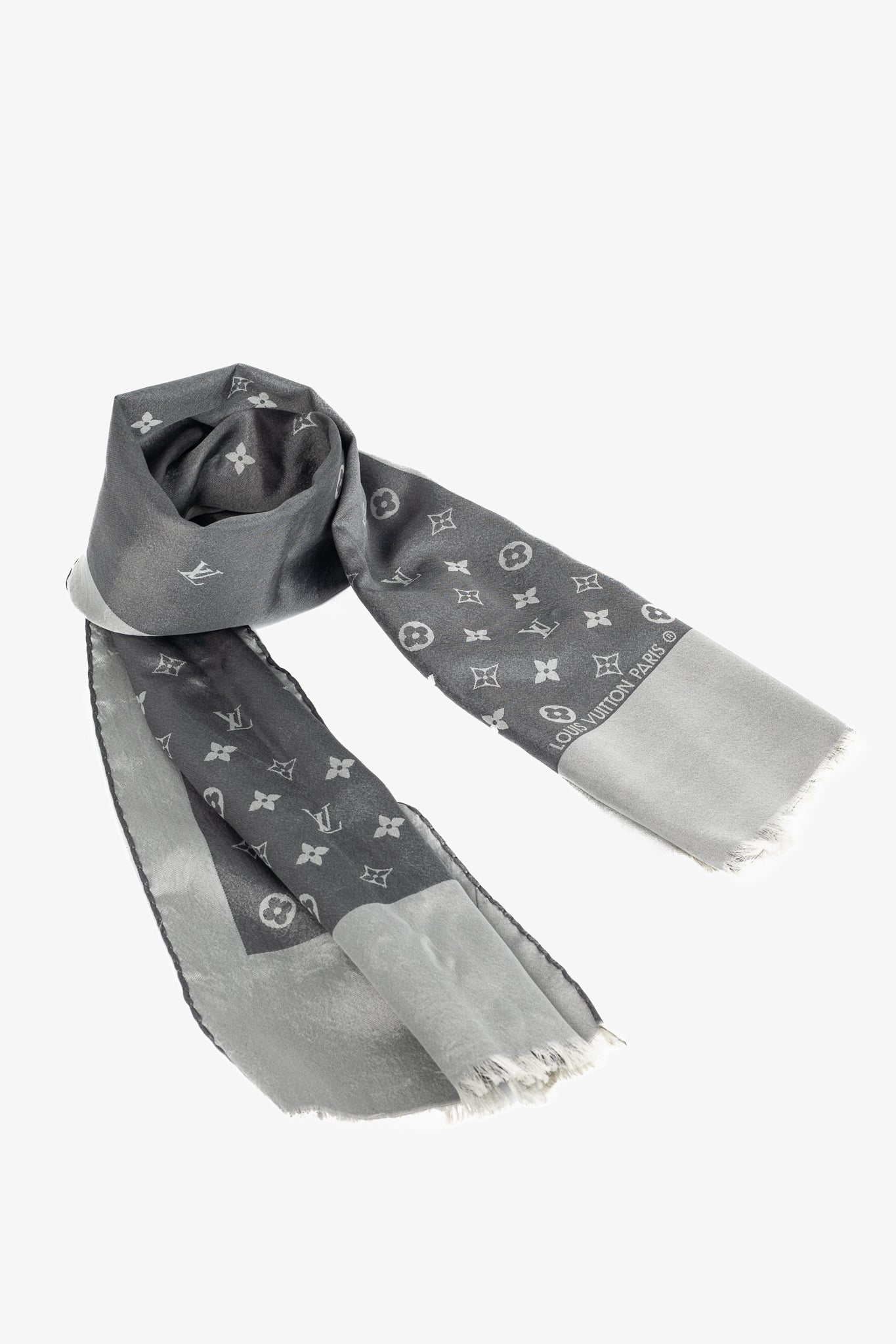 Louis Vuitton Capri Grey Silk Monogram Stole Fashion Apparel