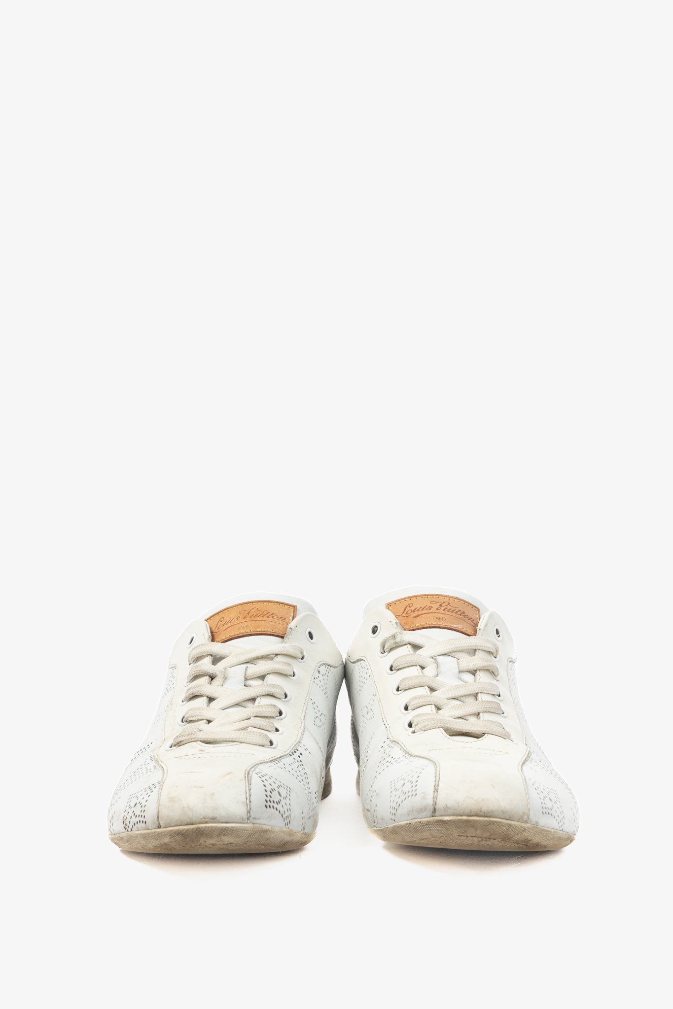 Louis Vuitton White Mahina Perforated Monogram Leather Lace-Up Sneakers