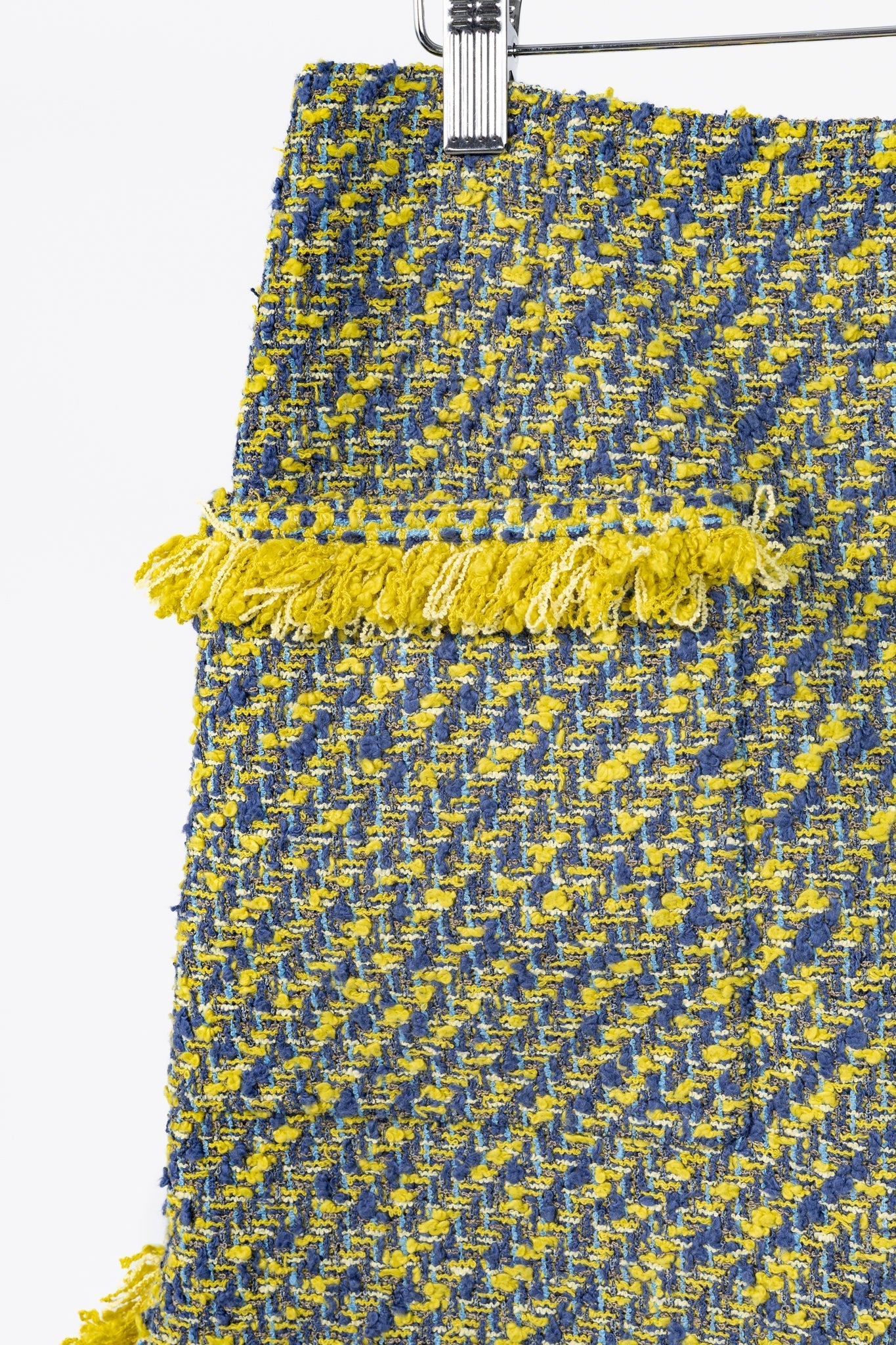 Louis Vuitton Resort 2014 Yellow & Blue Cotton-Tweed Mini Skirt